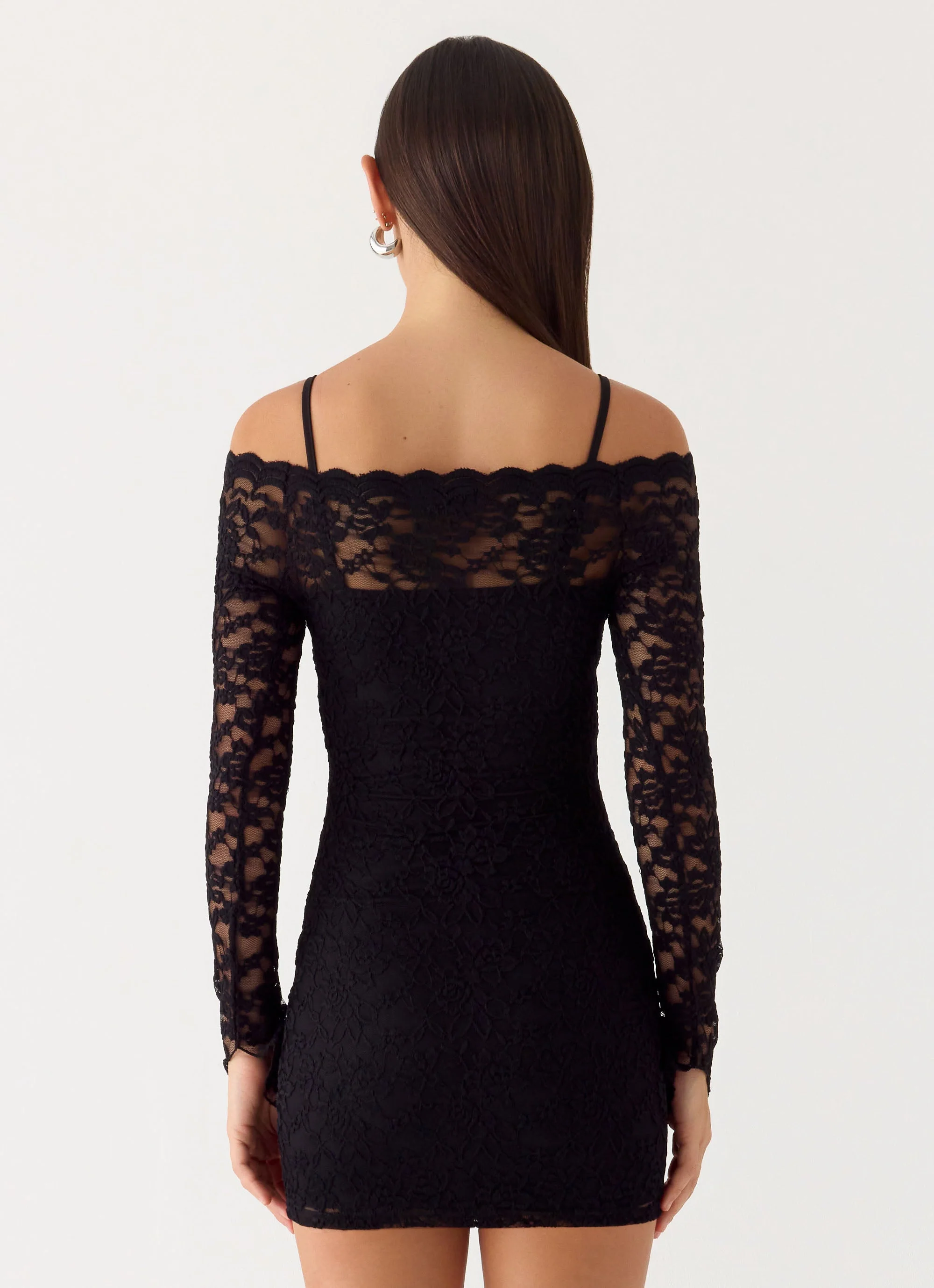 Just This Once Lace Mini Dress - Black - Image 4