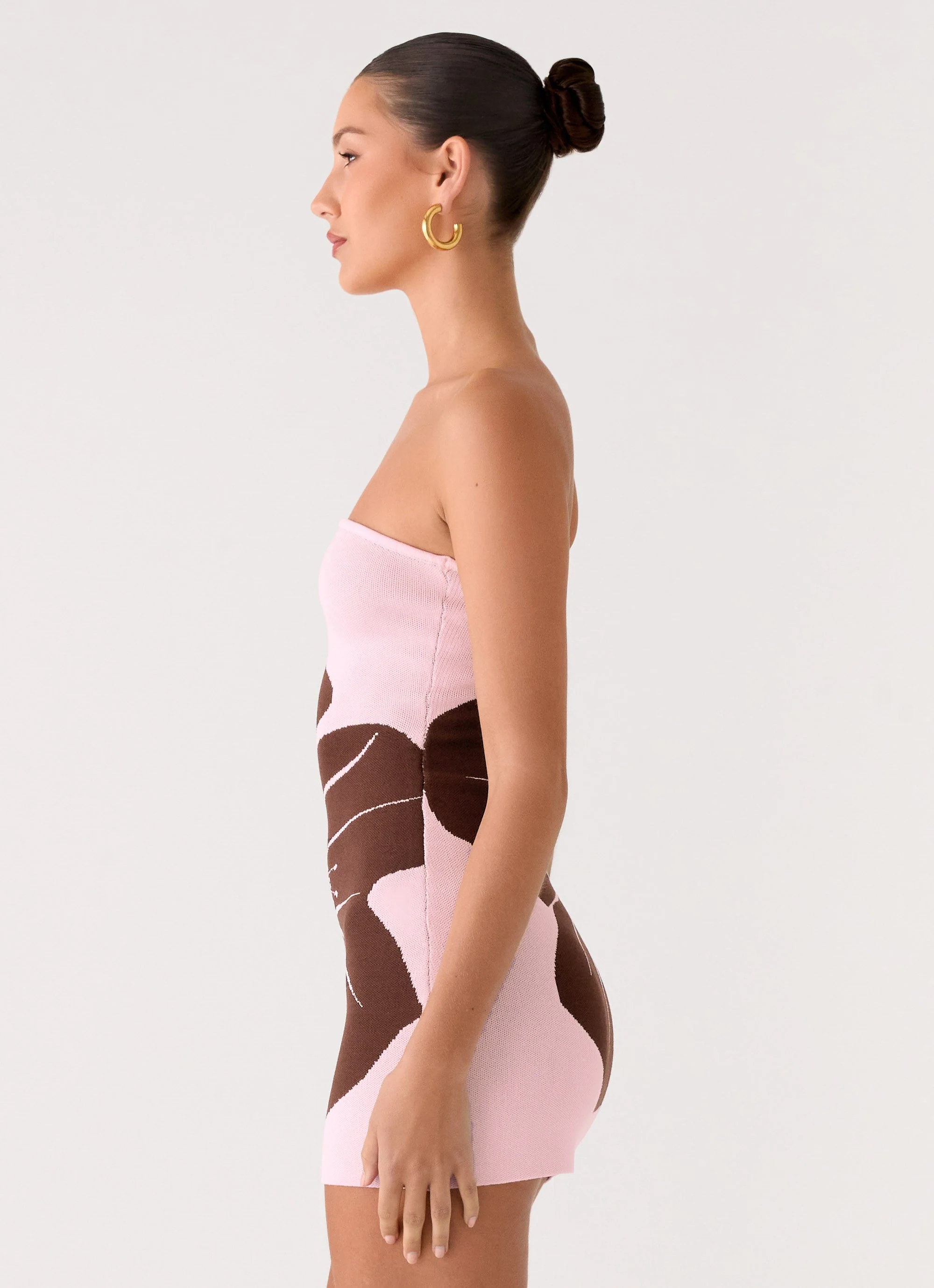 Kader Strapless Knit Mini Dress - Espresso Meadow - Image 2