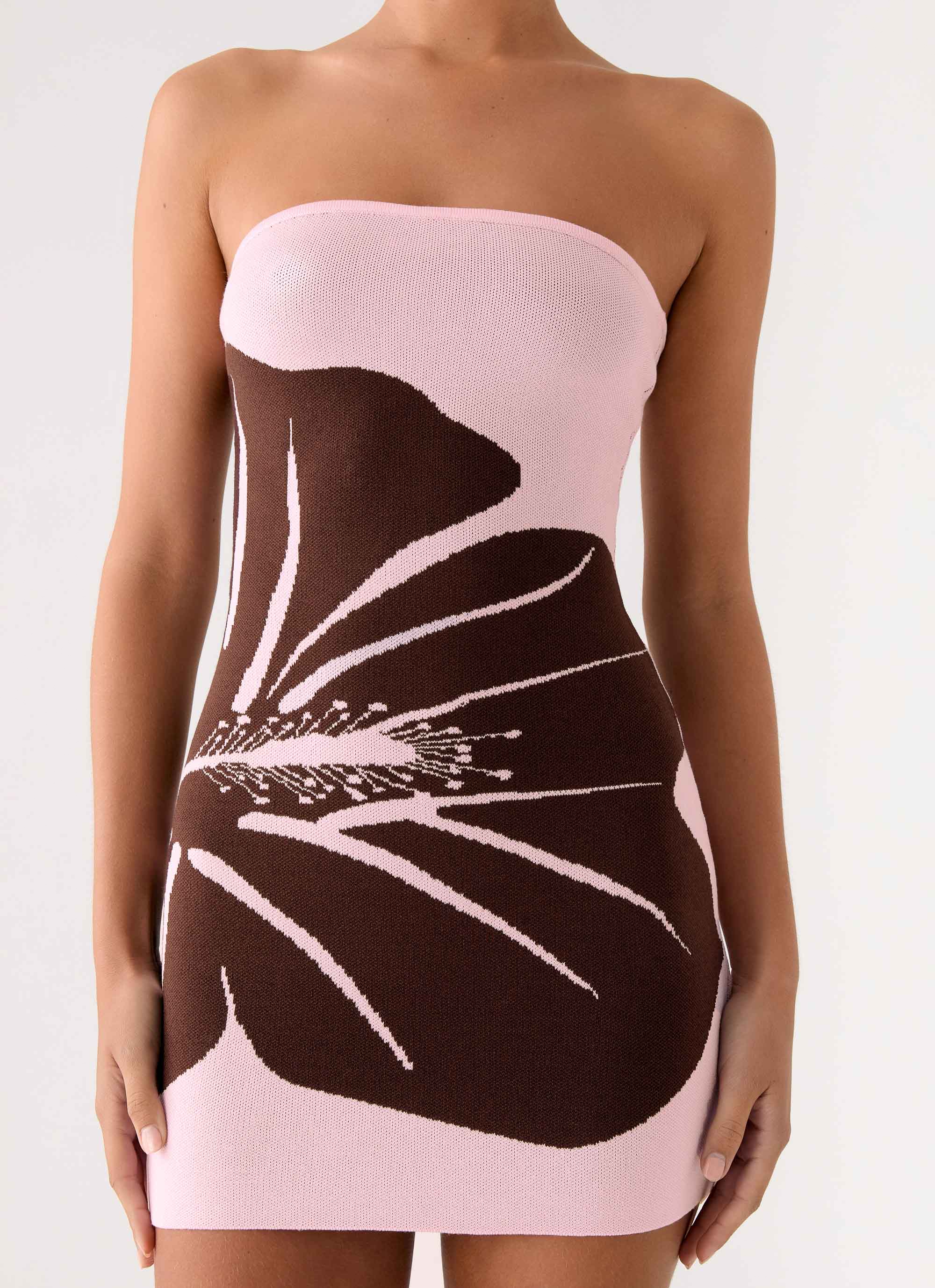 Kader Strapless Knit Mini Dress - Espresso Meadow - Image 6