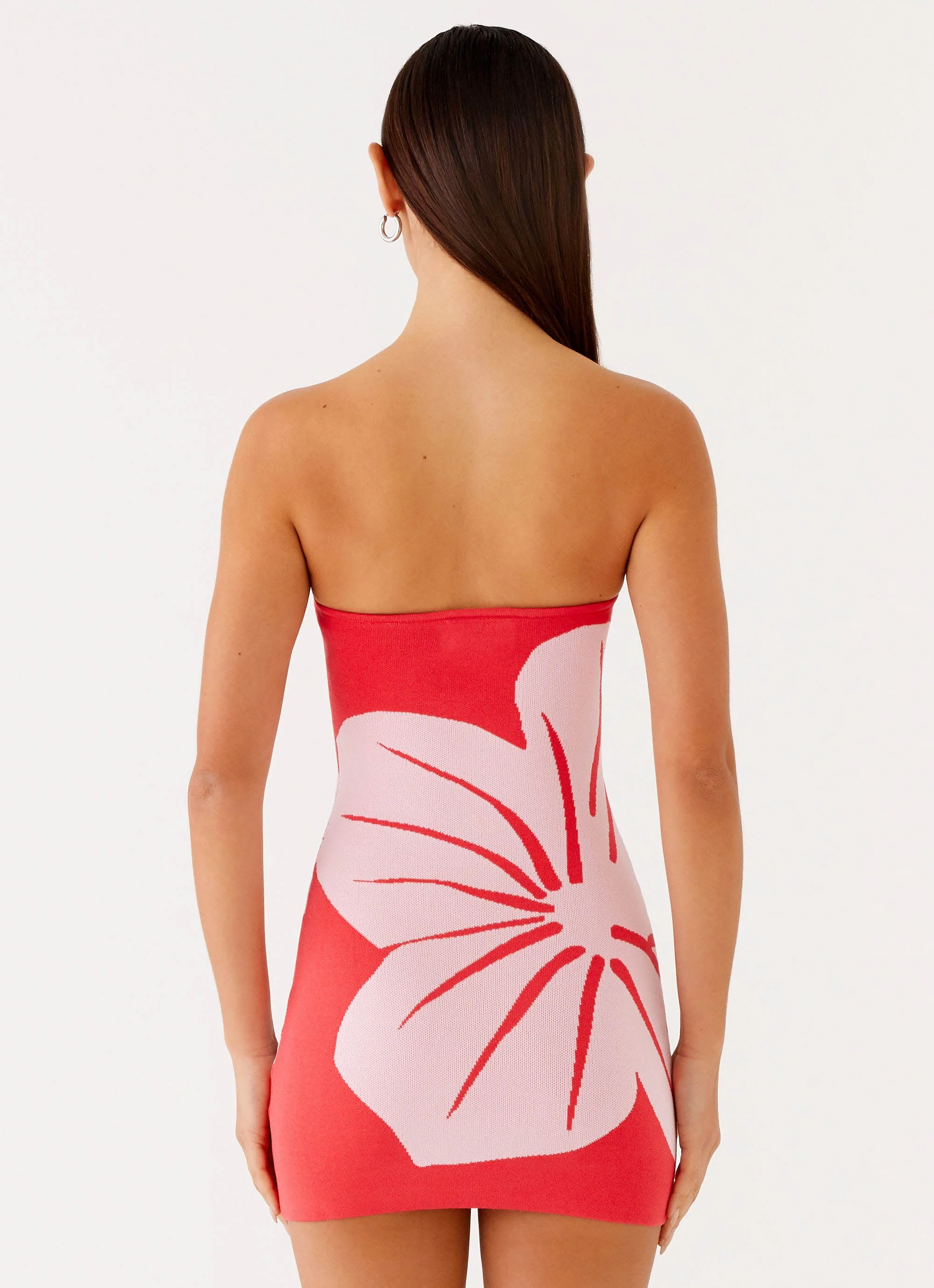 Kader Strapless Knit Mini Dress - Red Floral - Image 4