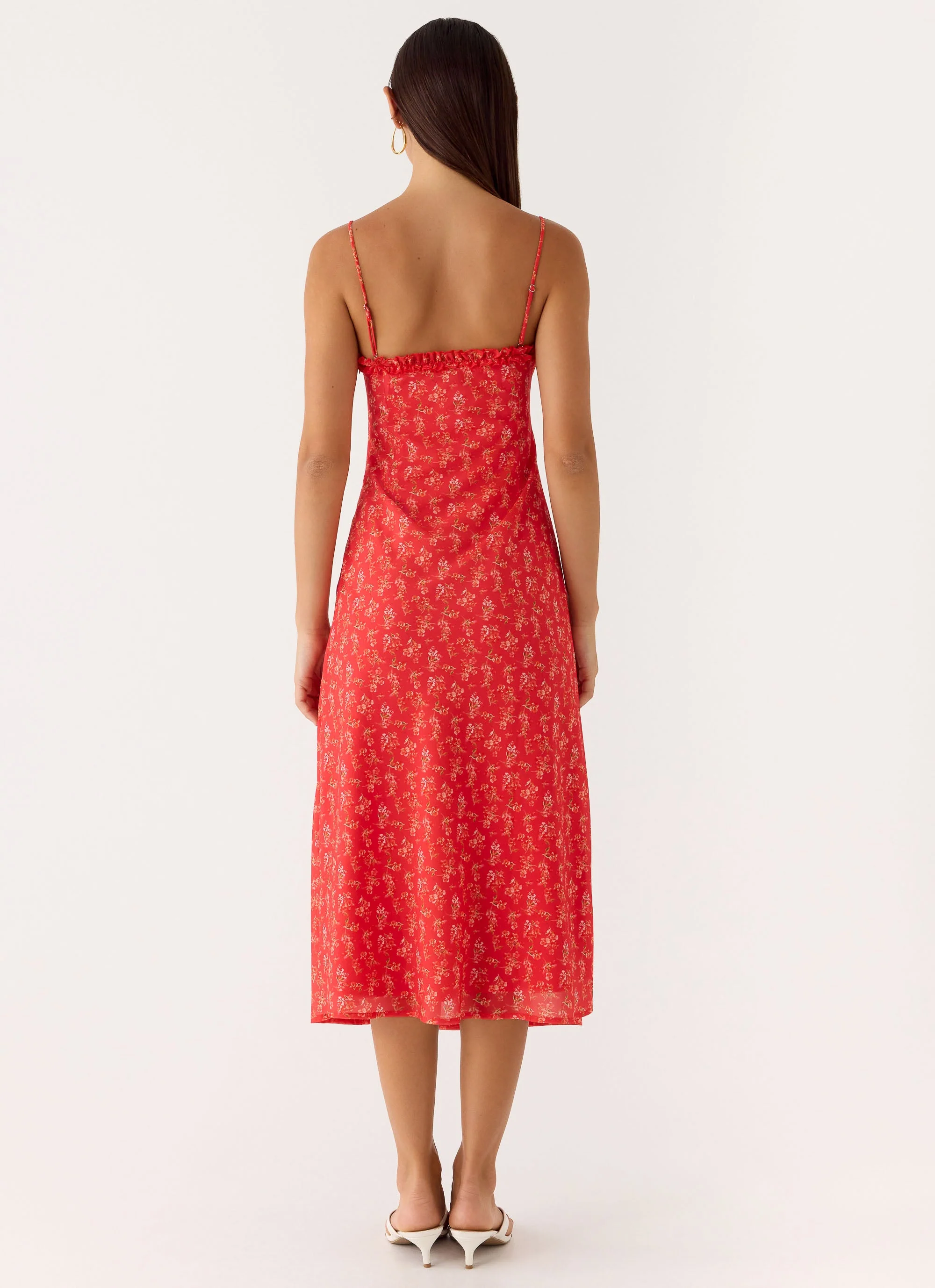 Kahlo Midi Dress - Magenta Red Rose - Image 3