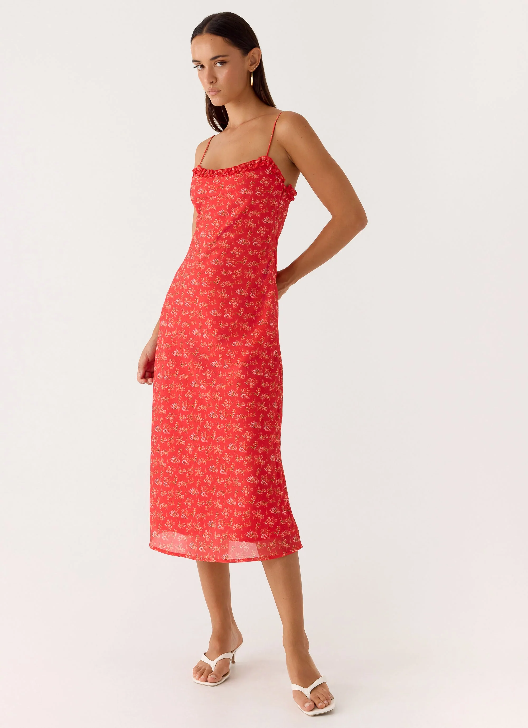 Kahlo Midi Dress - Magenta Red Rose - Image 4