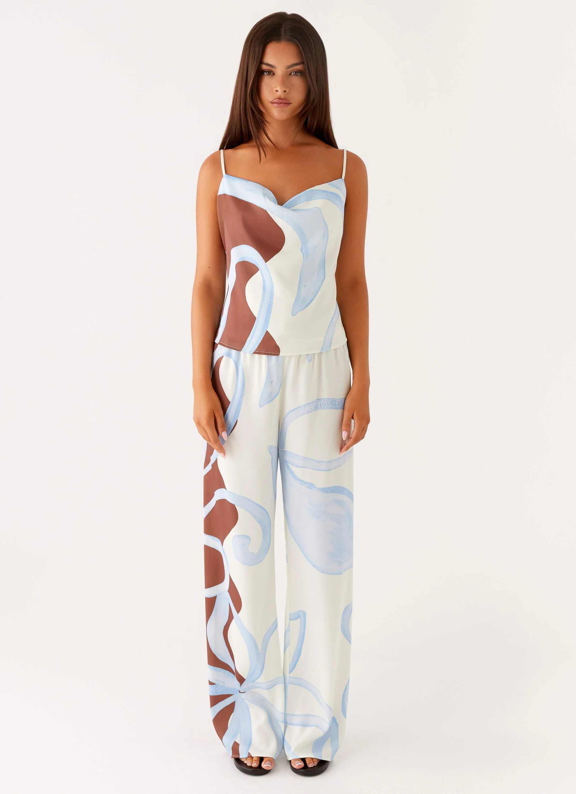 Kaia Cowl Neck Top - Bloom Wave Print - Image 5