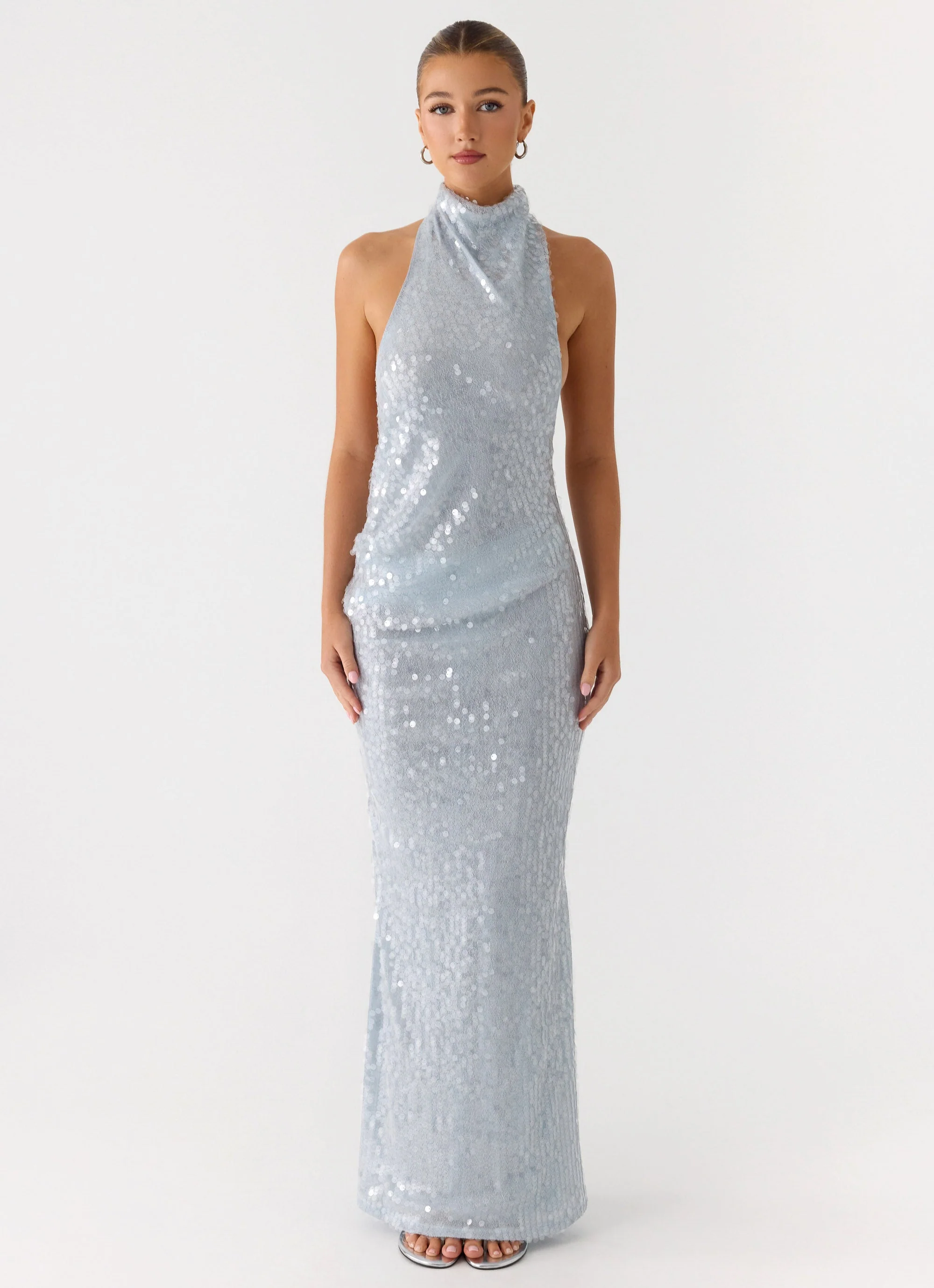 Kaida Sequin Maxi Dress - Misty Blue - Image 4