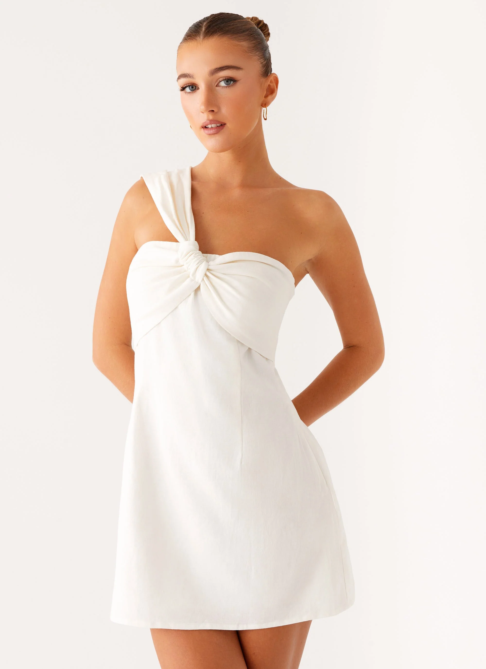 Kameron Linen Mini Dress  - White - Image 4