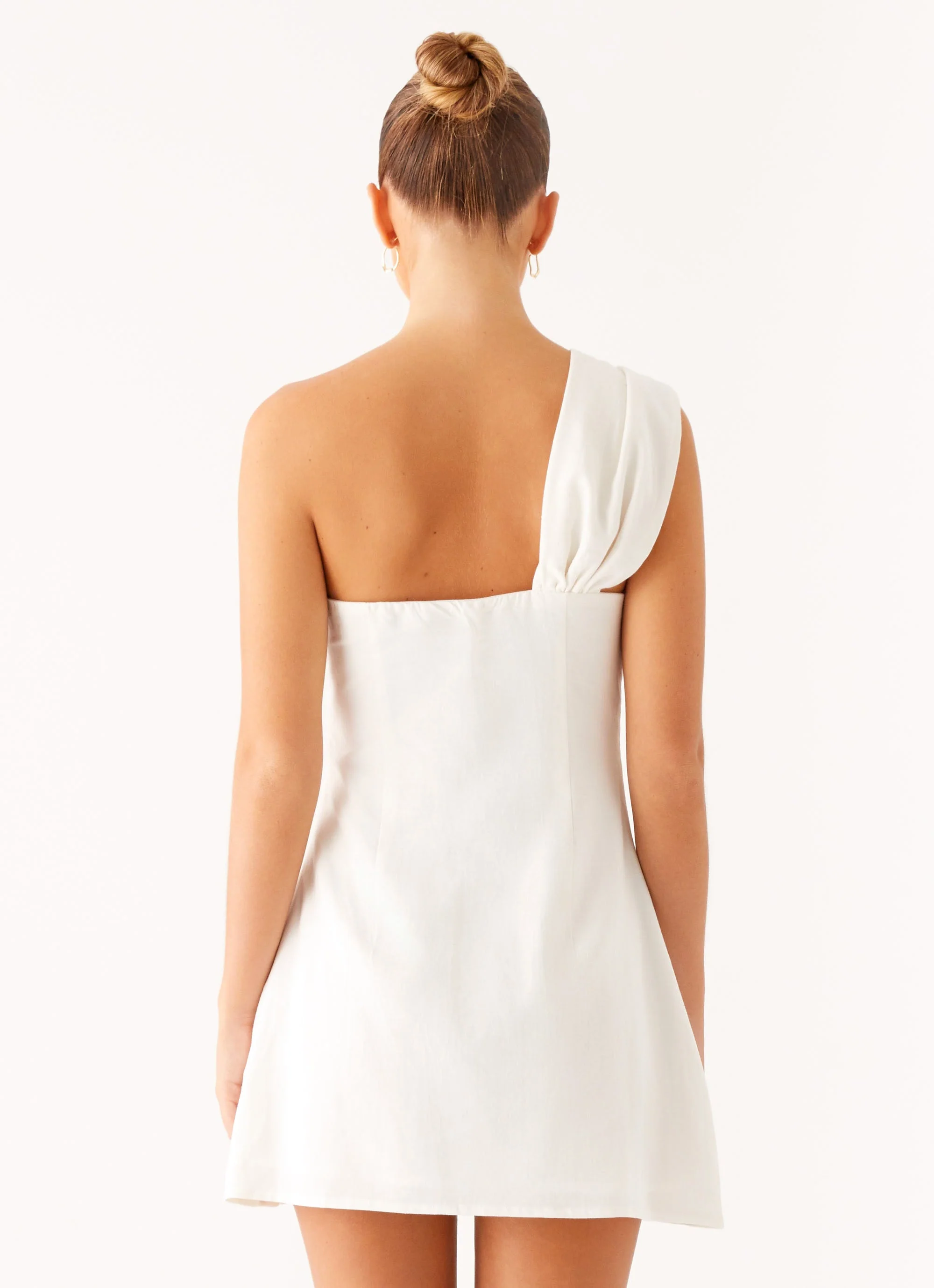 Kameron Linen Mini Dress  - White - Image 6