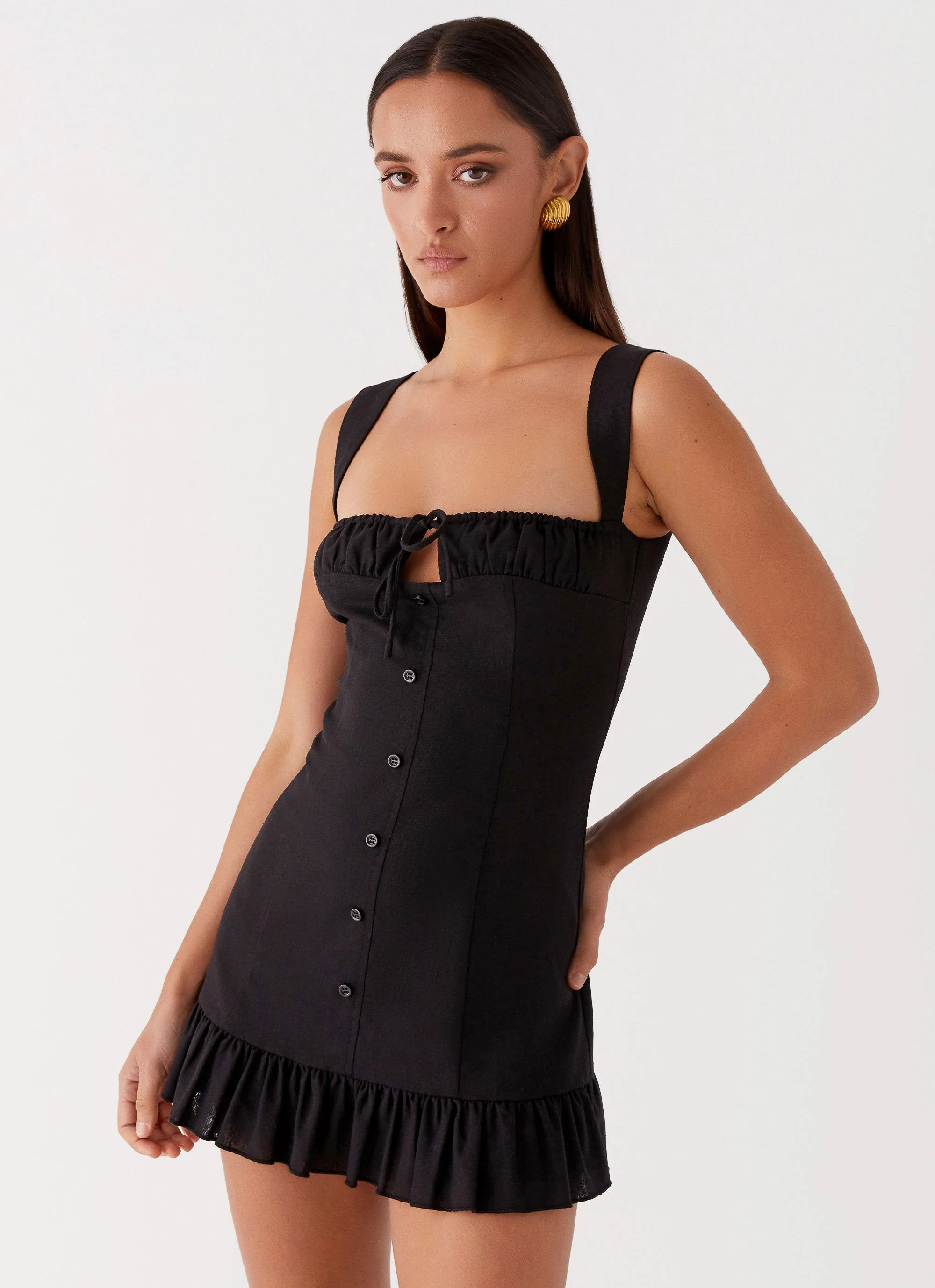 Kamielle Frill Mini Dress - Black - Image 5