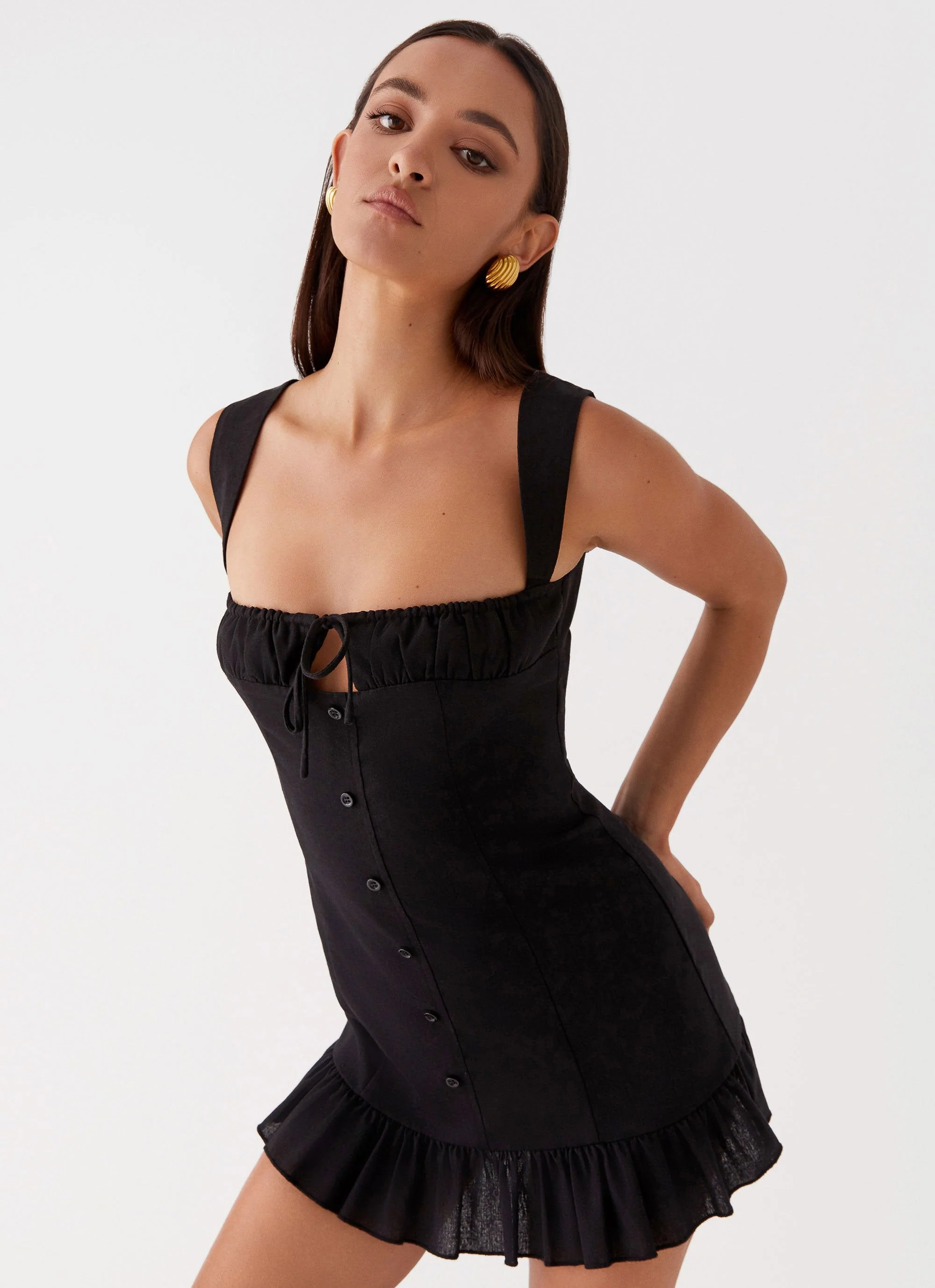 Kamielle Frill Mini Dress - Black - Image 6