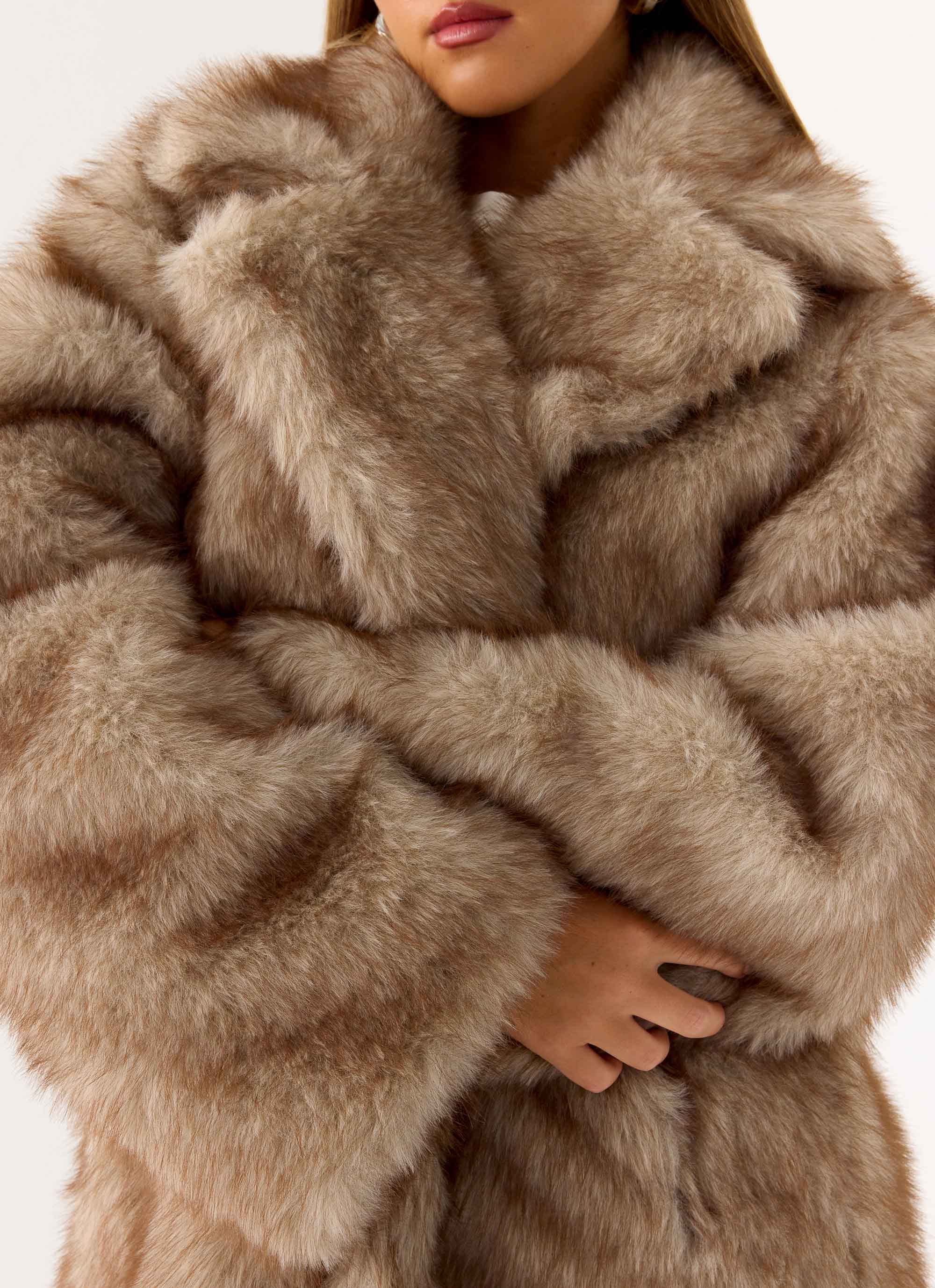 Kamil Faux Fur Maxi Coat - Tan Beige - Image 10