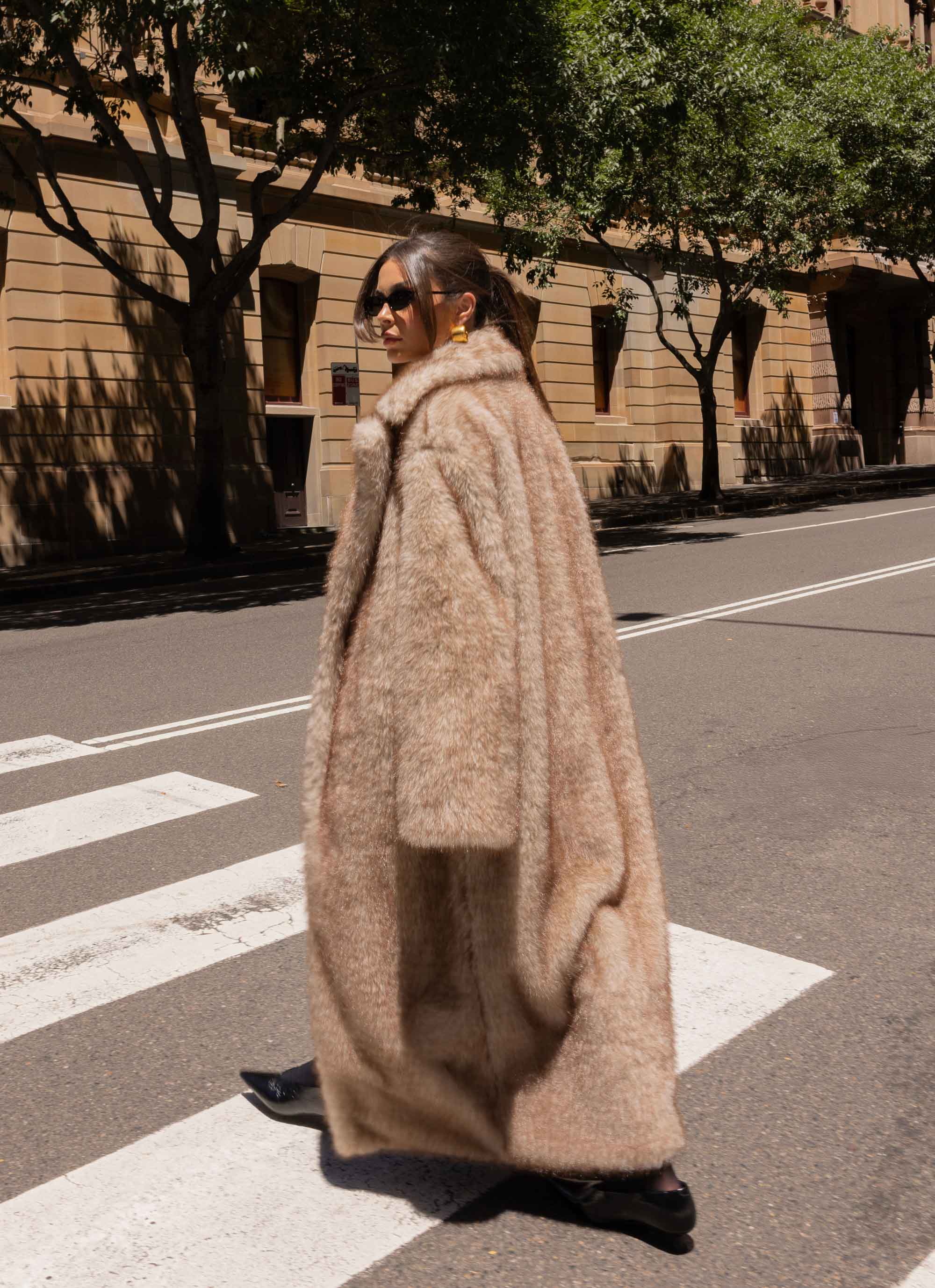Kamil Faux Fur Maxi Coat - Tan Beige - Image 2