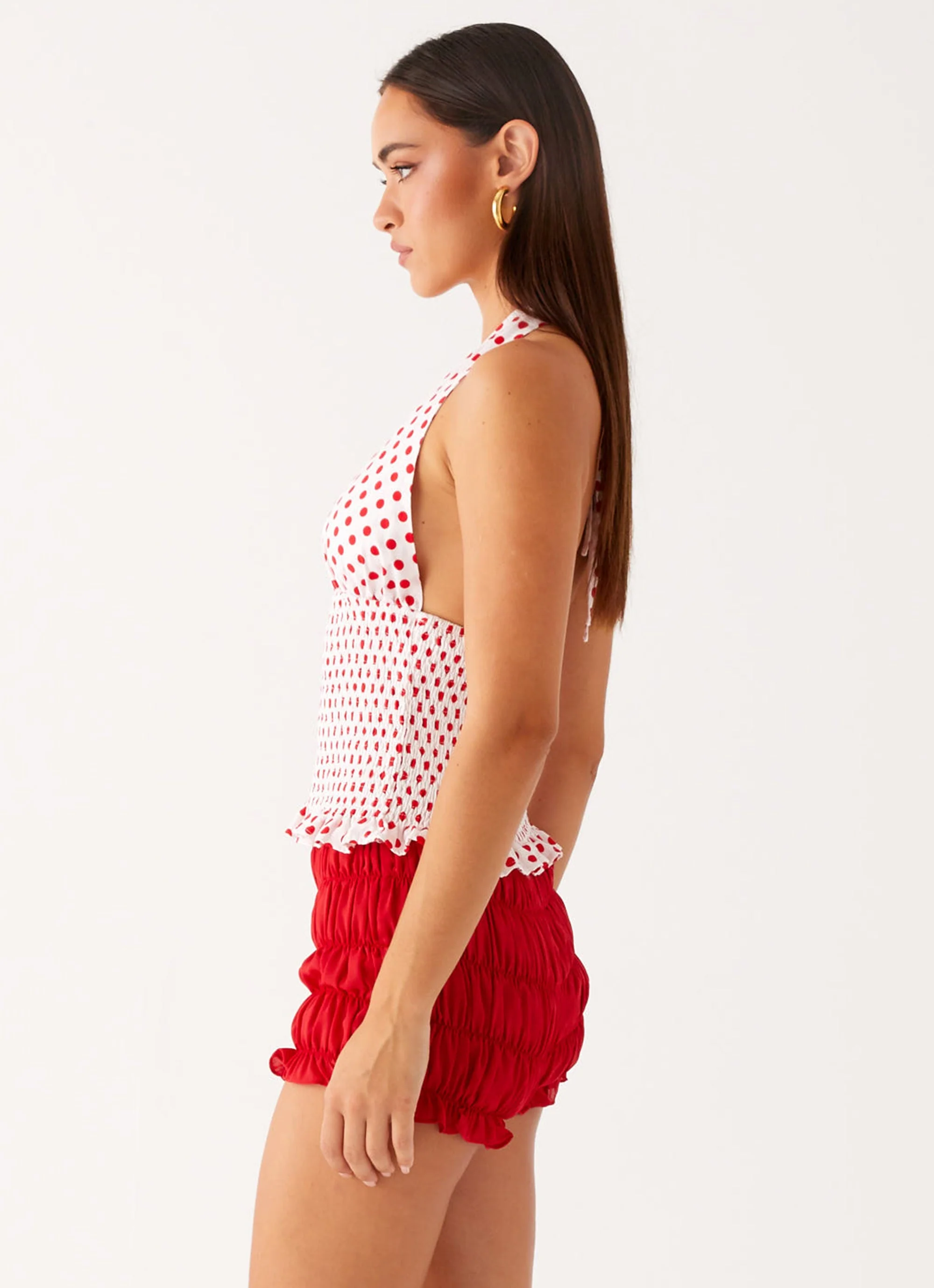 Kamren Halter Top - White Red Polka Dot - Image 5