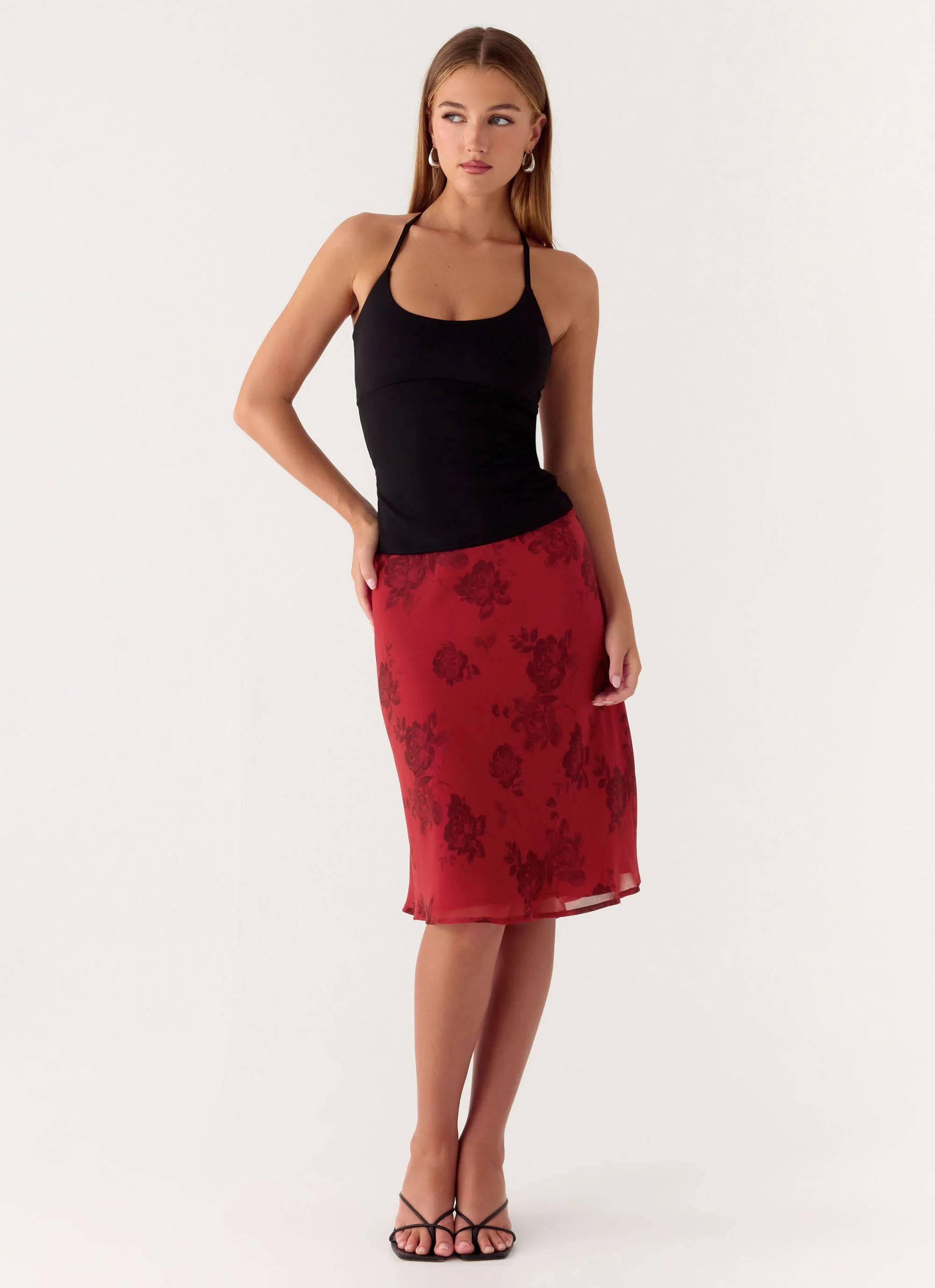 Karleigh Midi Skirt - Cherry Rose - Image 4