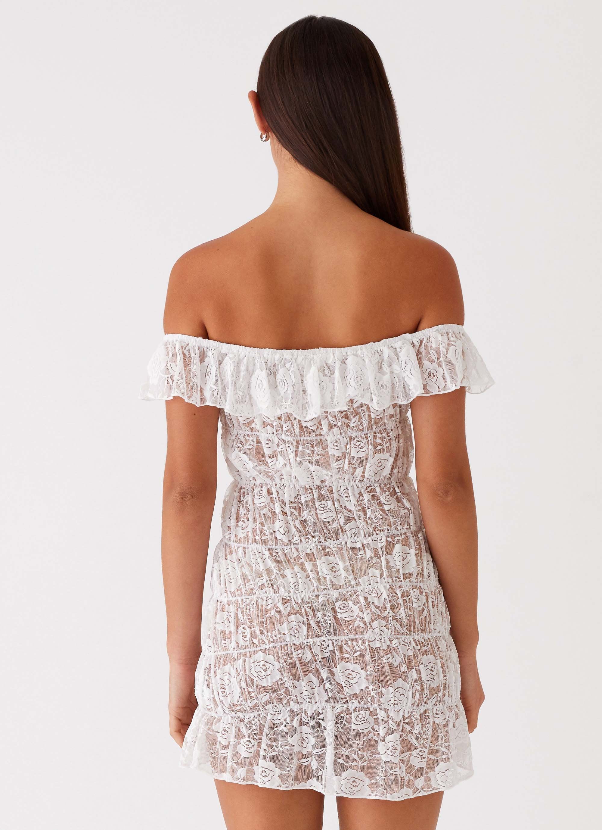 Kathy Ruched Mini Dress - White - Image 4