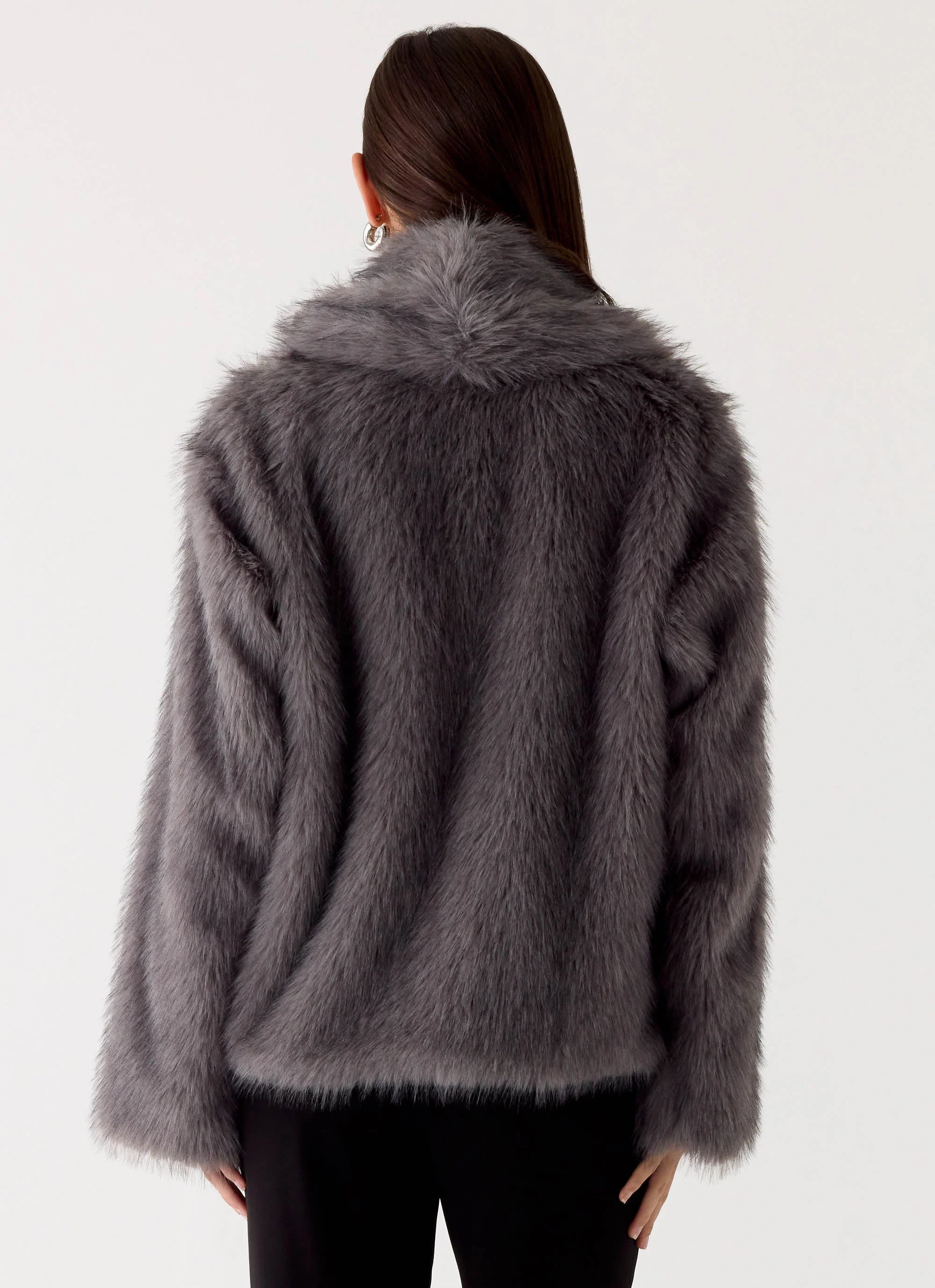 Katiana Faux Fur Jacket - Grey - Image 4