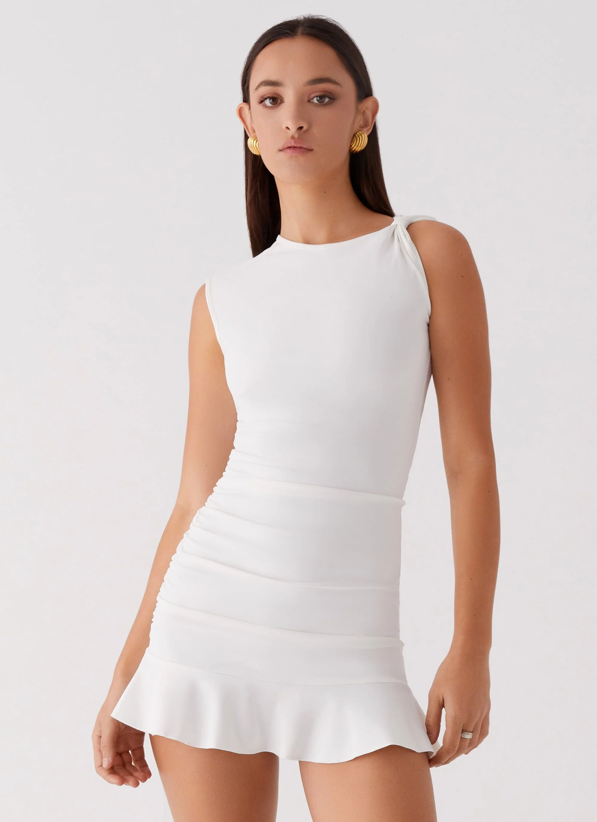 Katy Frill Mini Dress - Ivory - Image 5