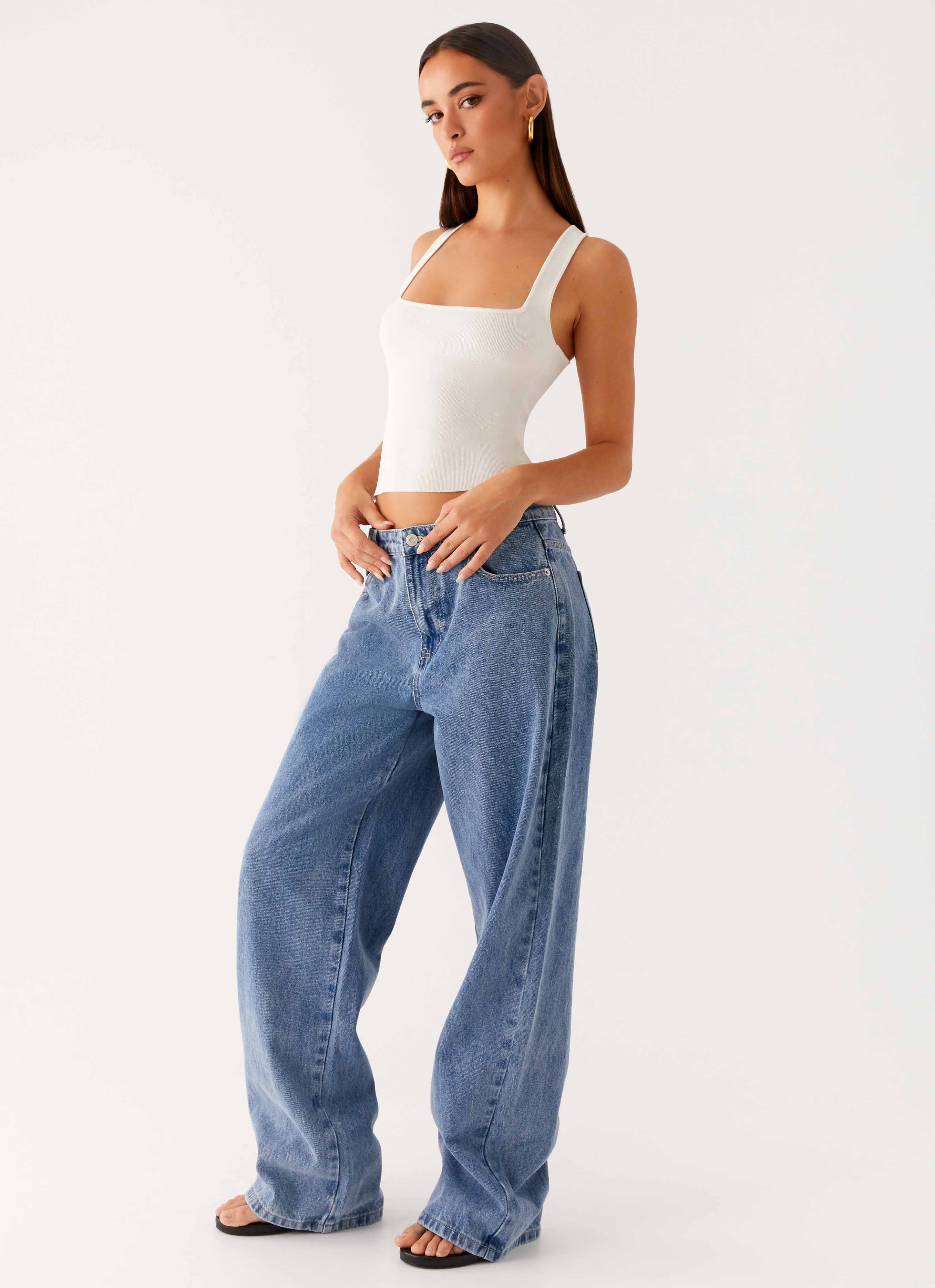 Keanna Low Rise Denim Jeans - Blue Denim - Image 6