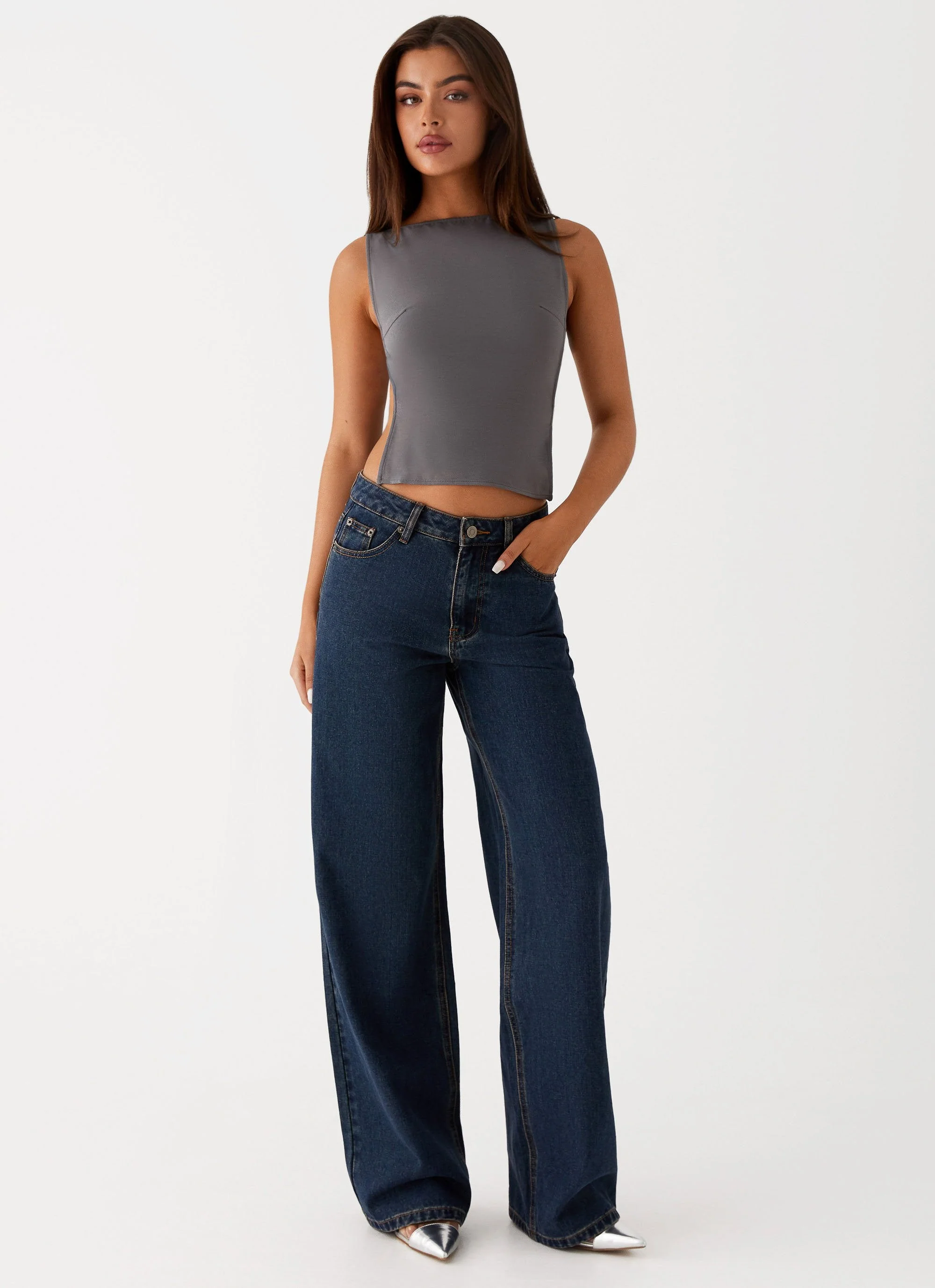 Keanna Low Rise Denim Jeans - Washed Denim - Image 2
