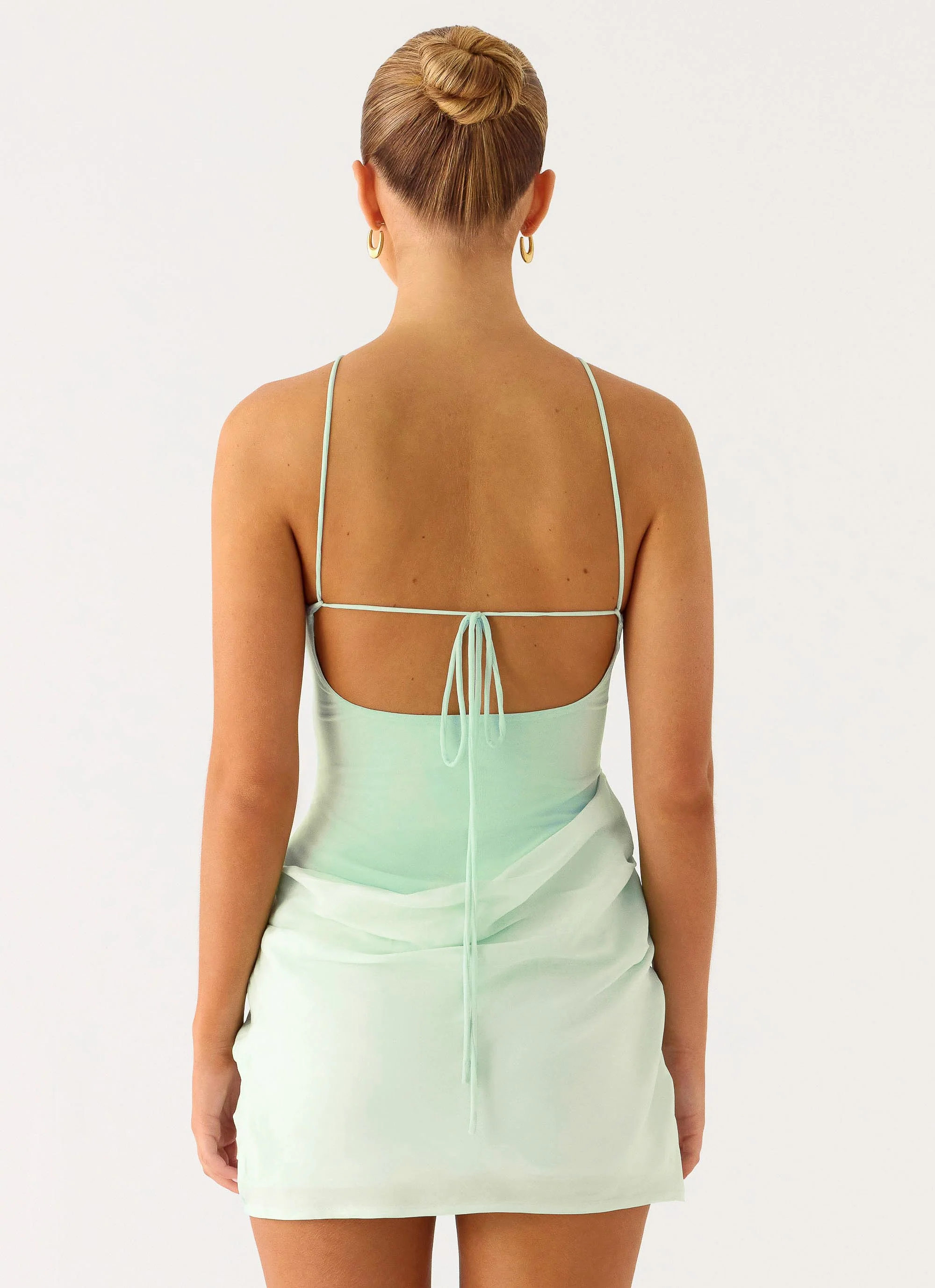 Keanu Cupro Mini Dress - Aqua - Image 3