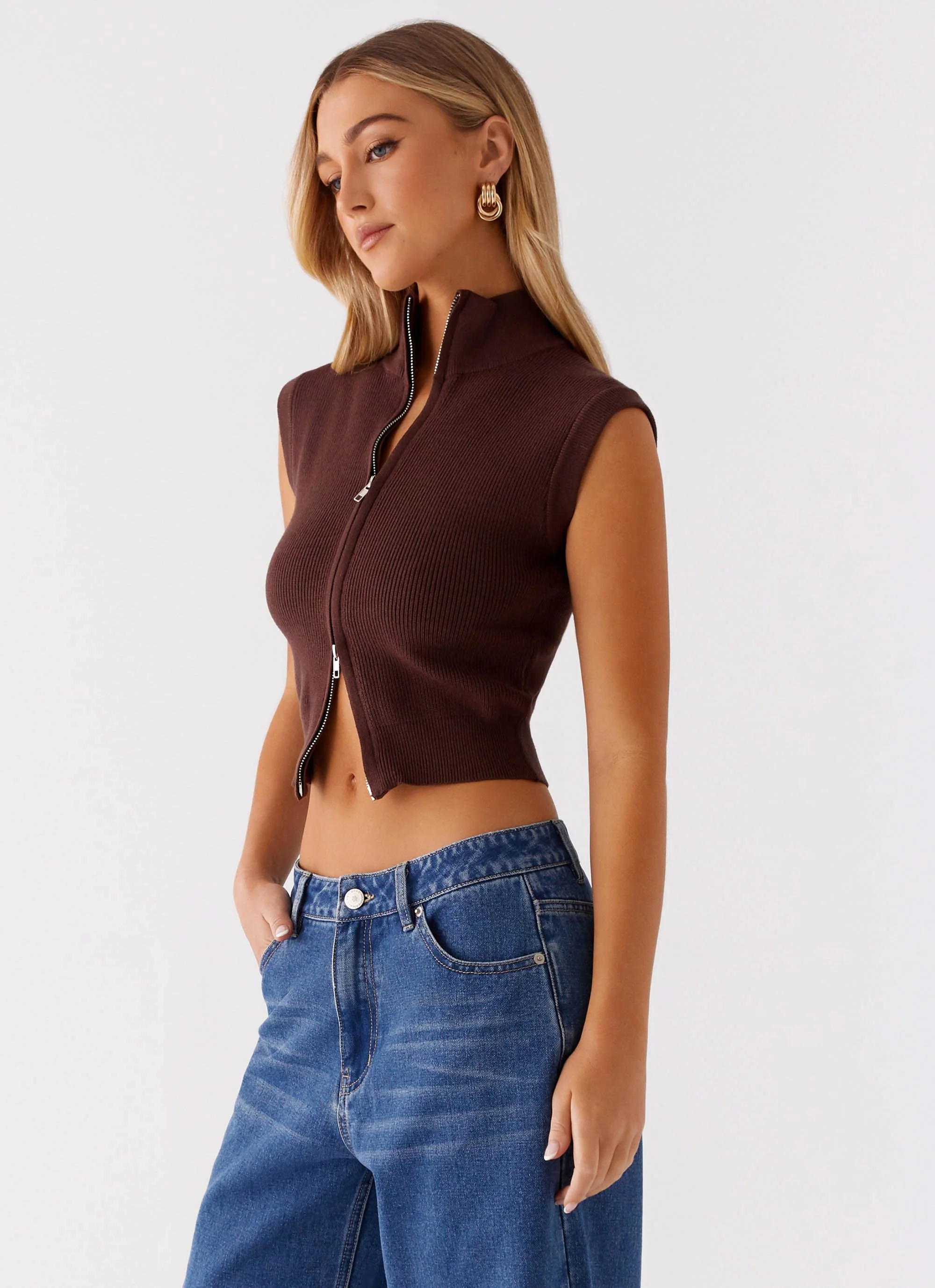 Keegan Knit Vest - Chocolate - Image 3