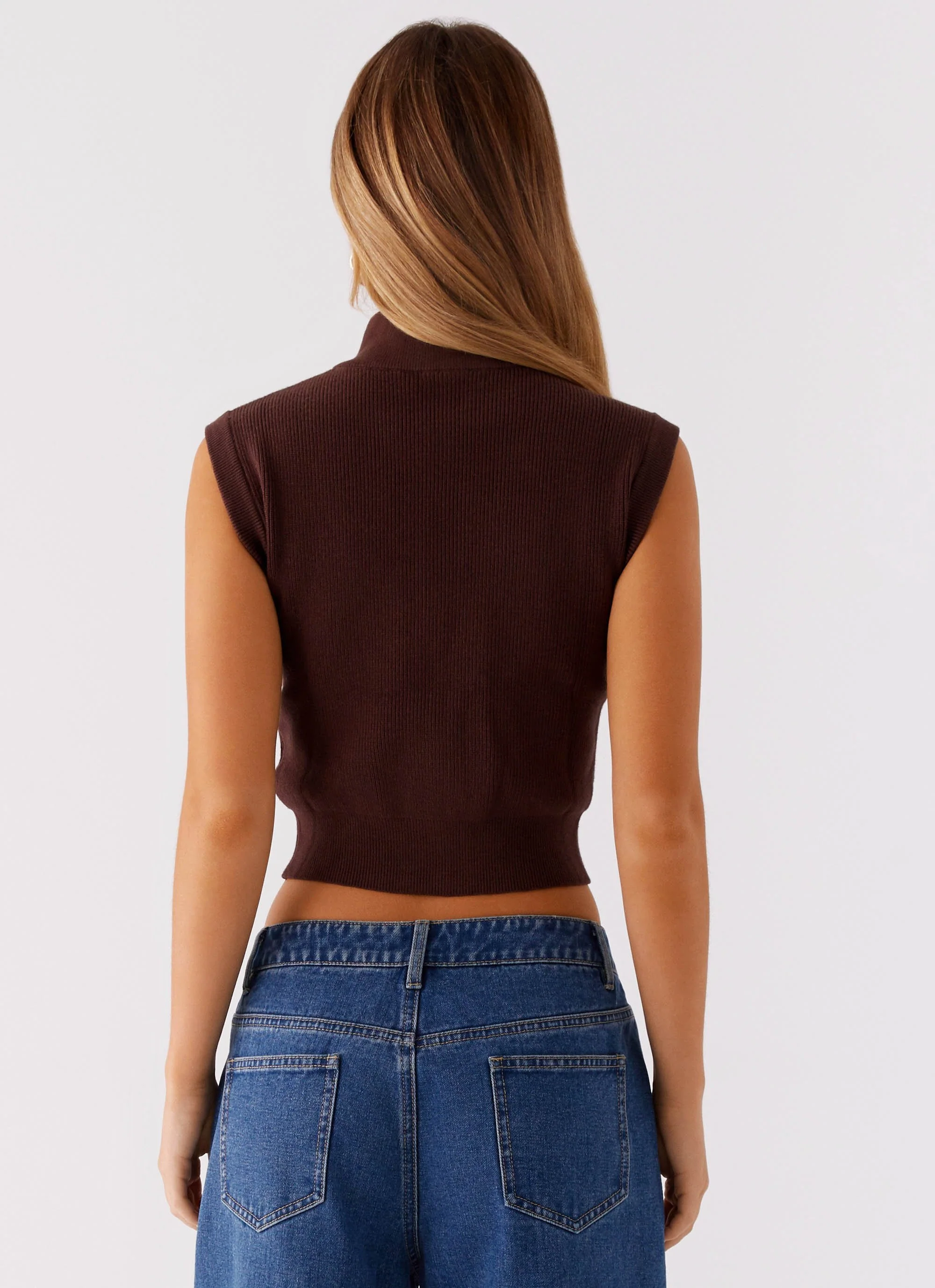 Keegan Knit Vest - Chocolate - Image 4