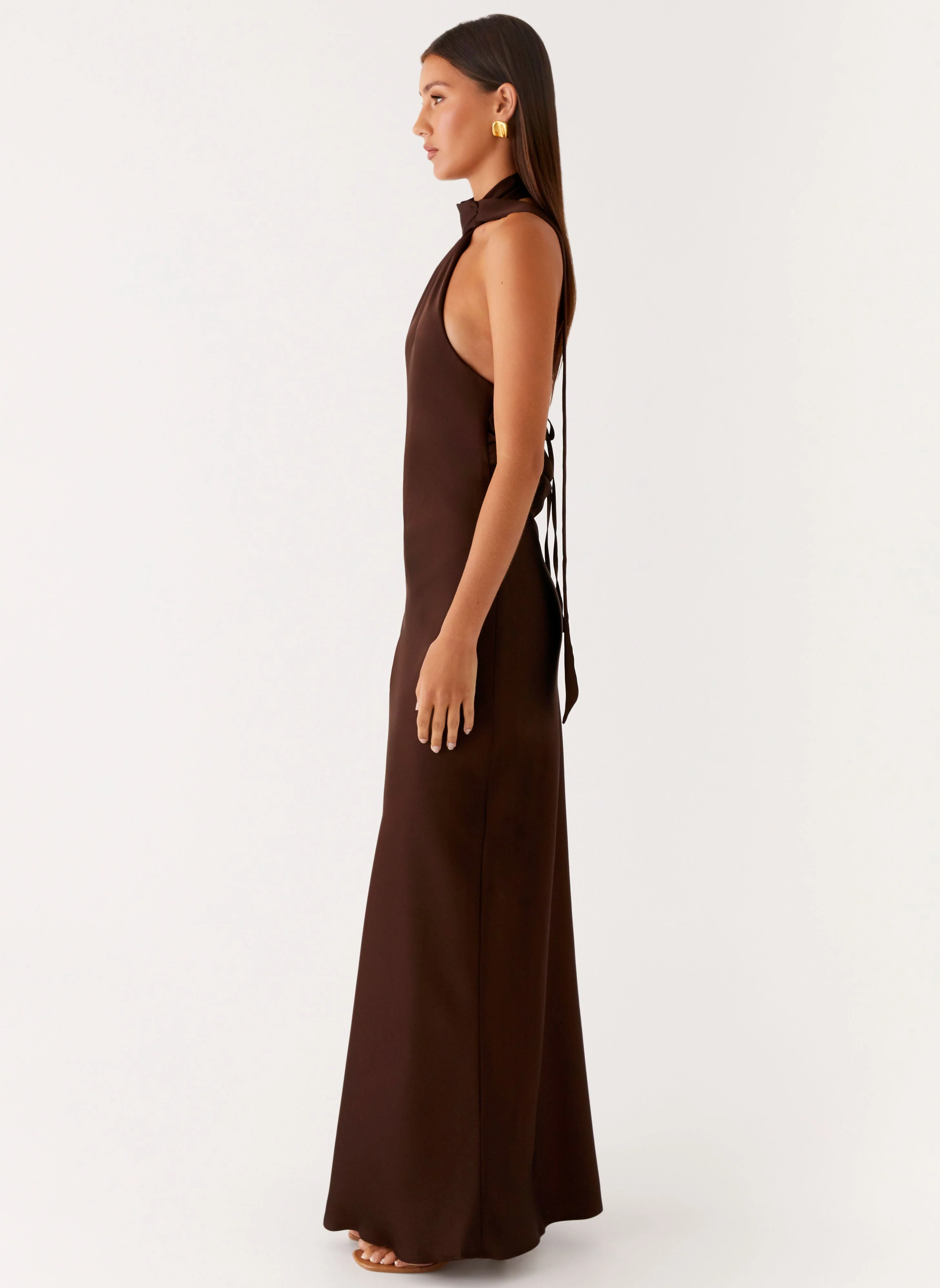 Keena Scarf Maxi Dress - Chocolate - Image 2