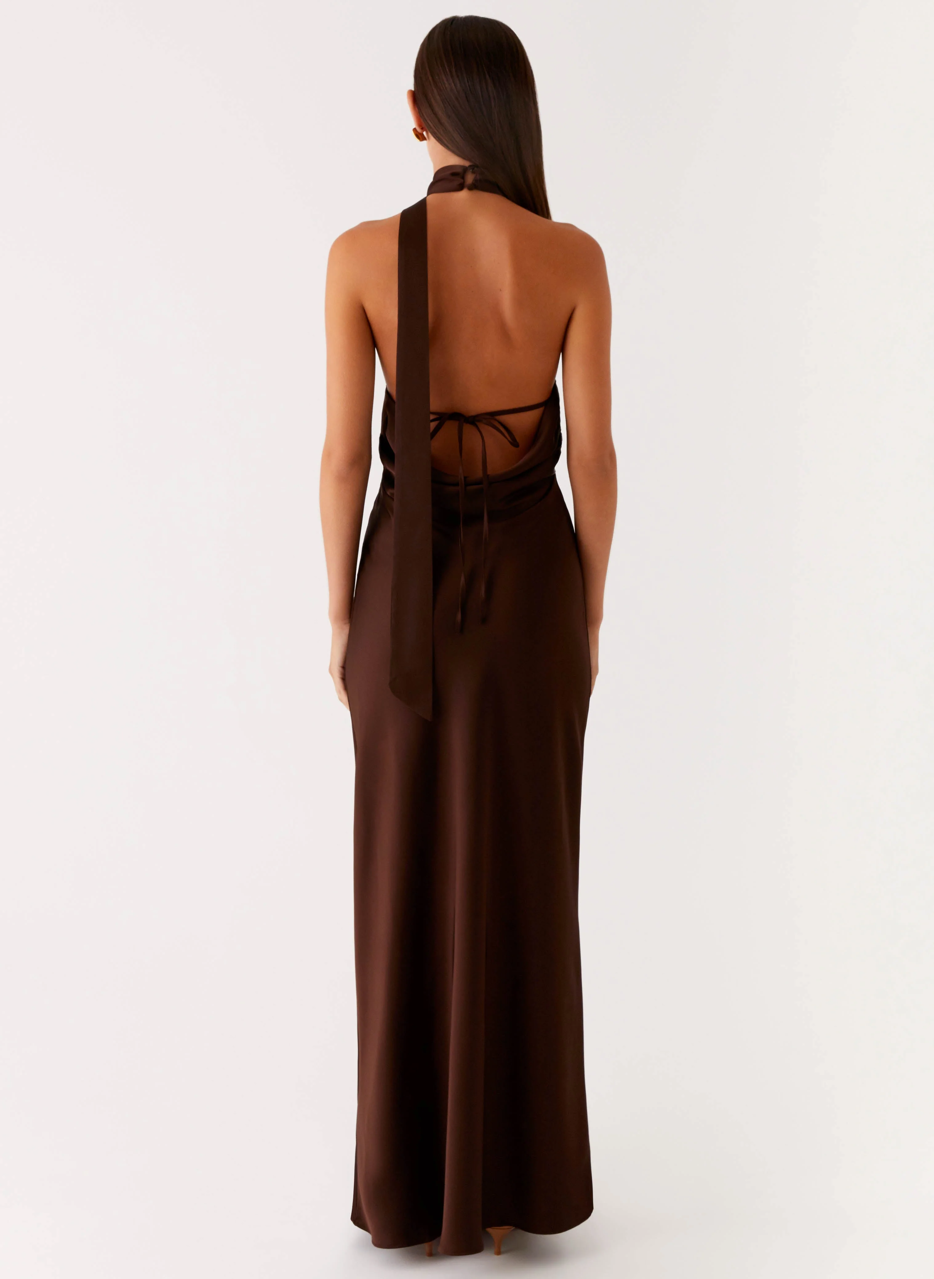 Keena Scarf Maxi Dress - Chocolate - Image 3