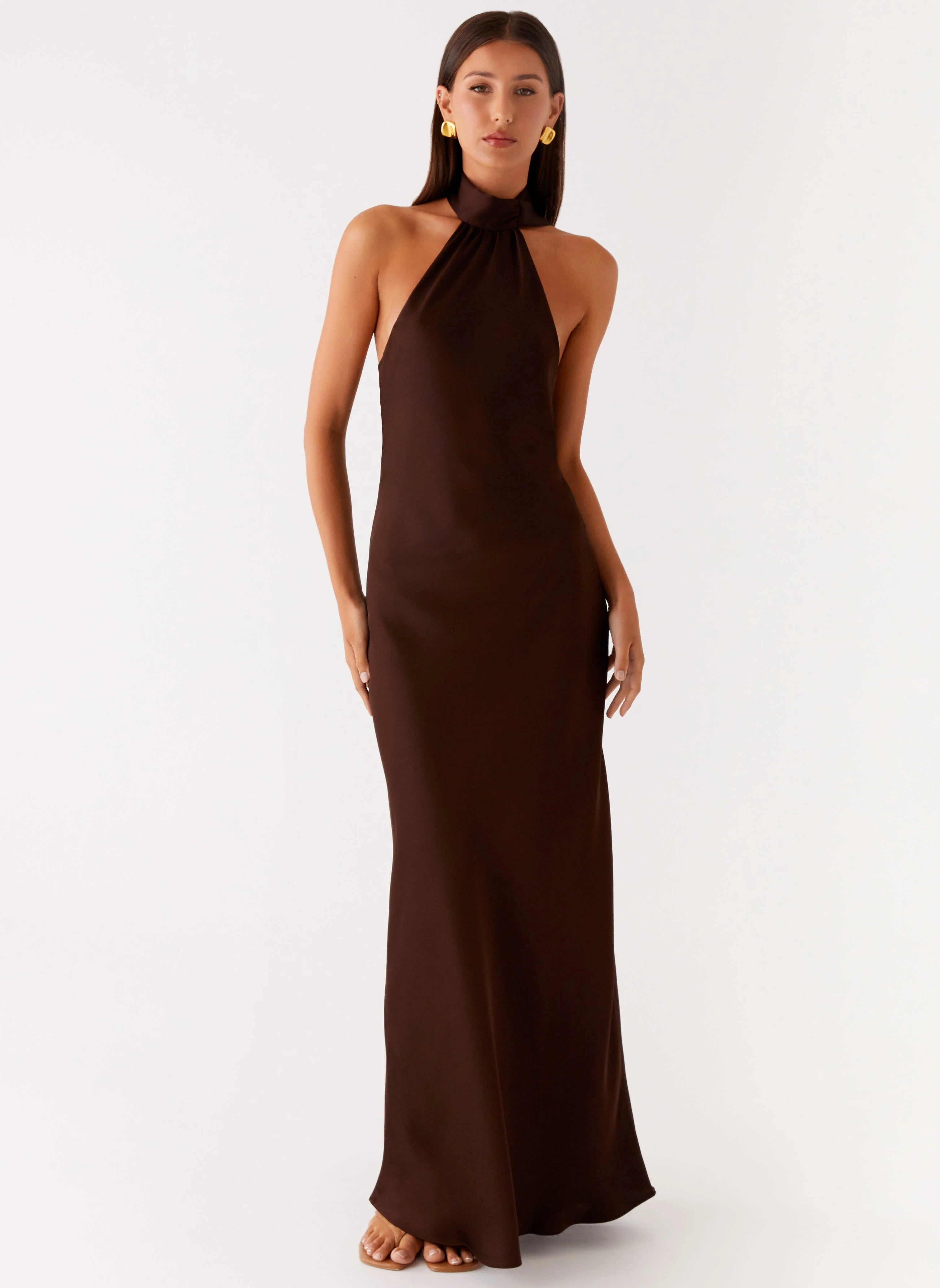 Keena Scarf Maxi Dress - Chocolate - Image 4