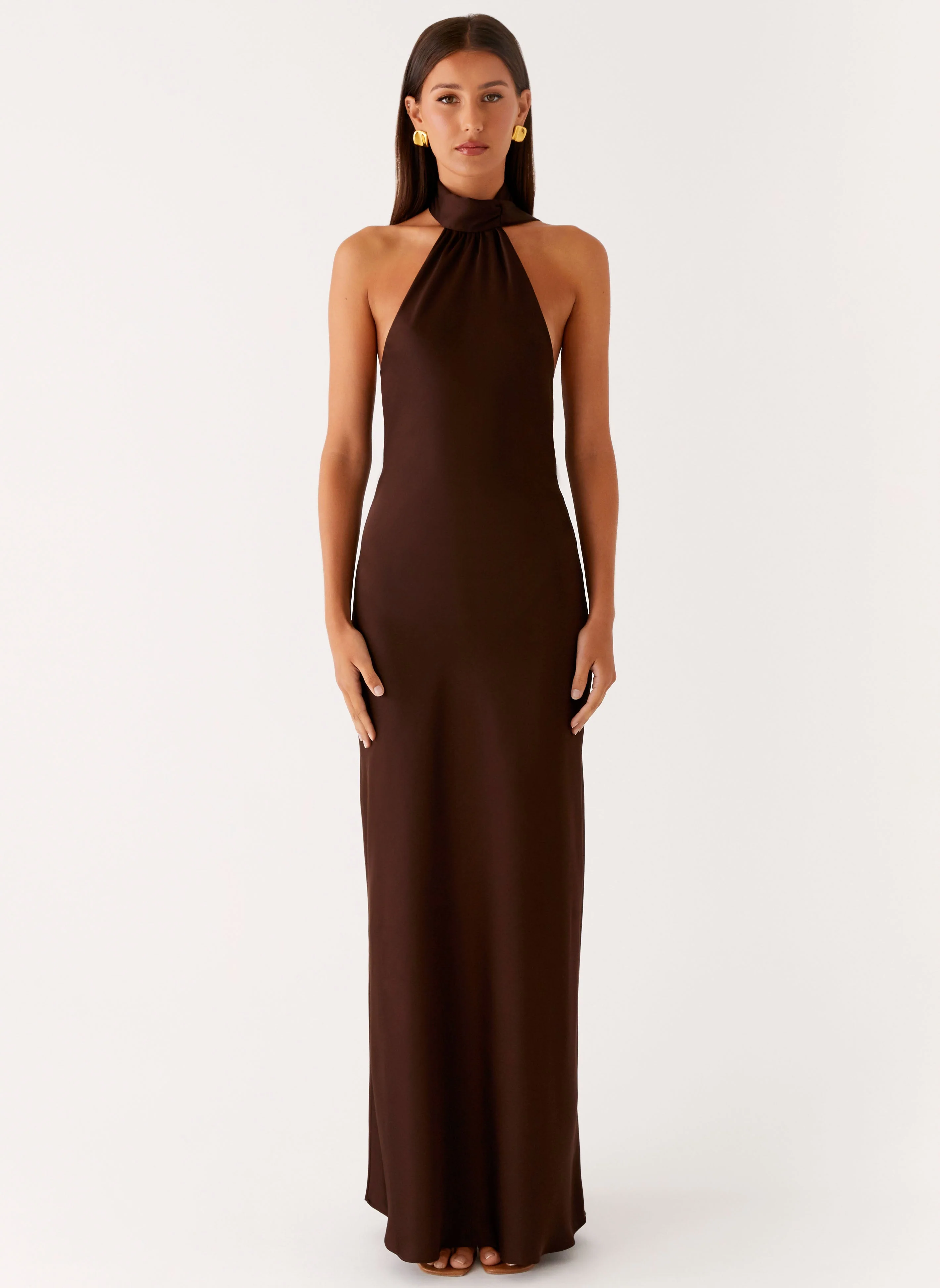 Keena Scarf Maxi Dress - Chocolate - Image 5