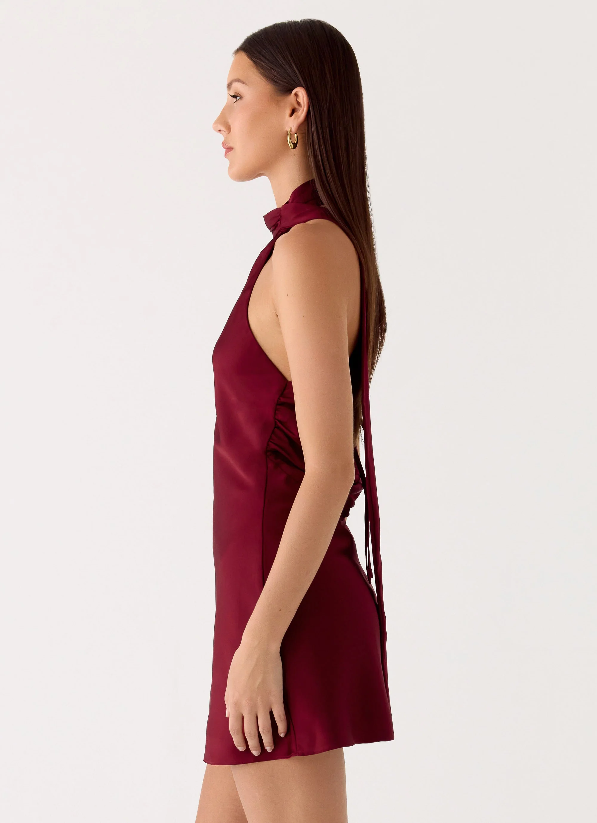 Keena Scarf Mini Dress - Burgundy - Image 2