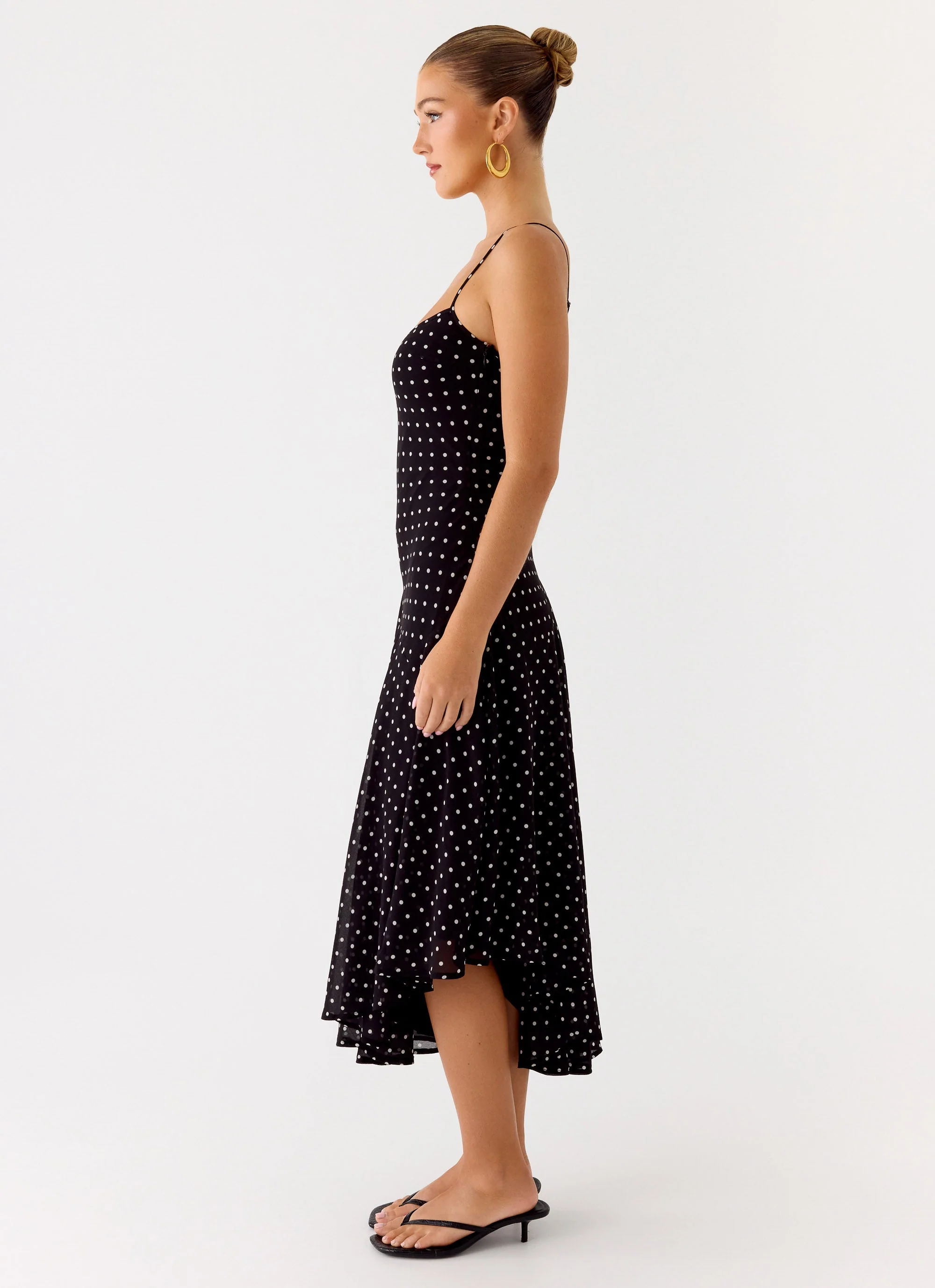 Keep You Waiting Midi Dress - Black Polkadot - Image 2