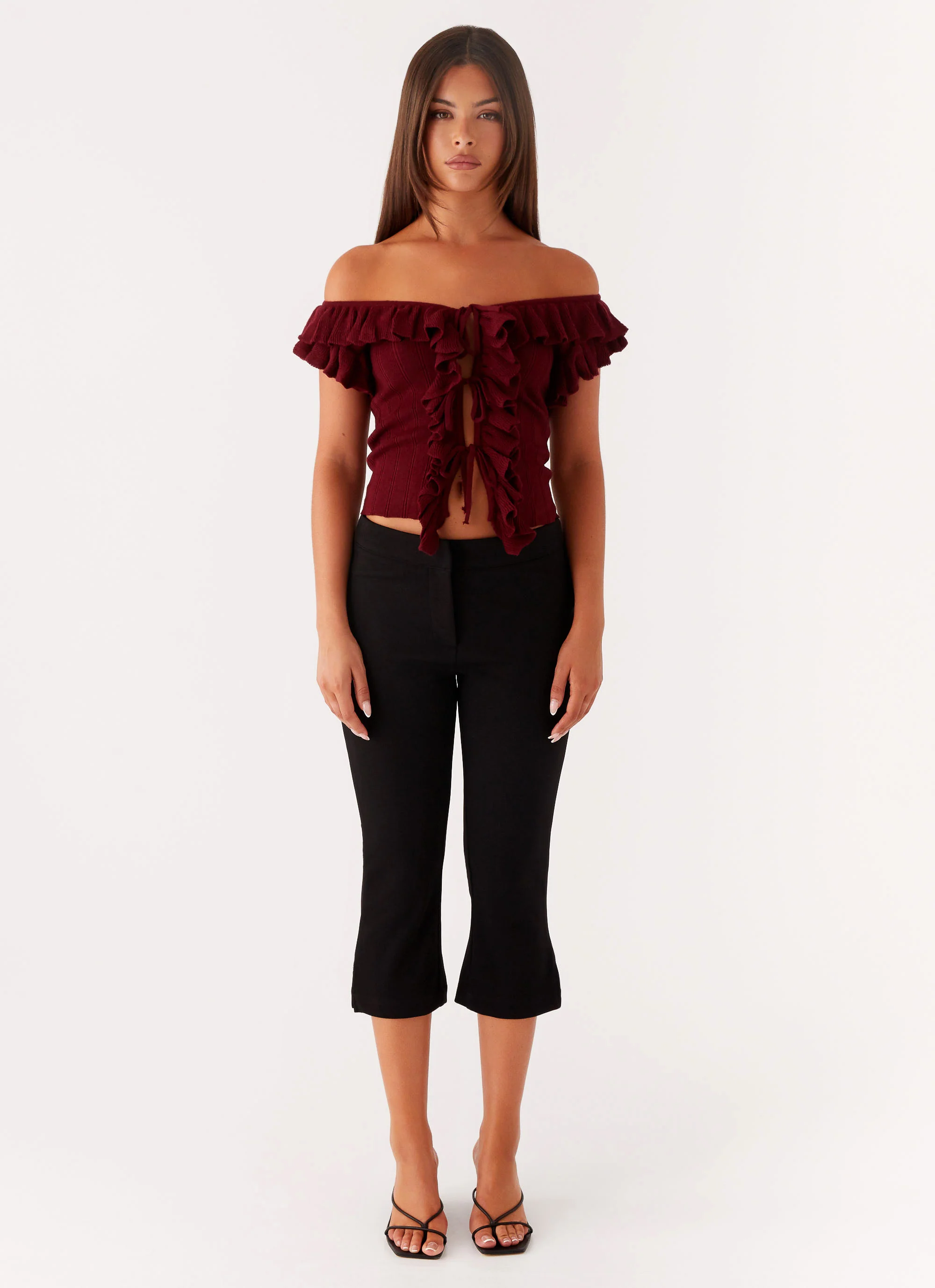 Keeta Frill Top - Burgundy - Image 4