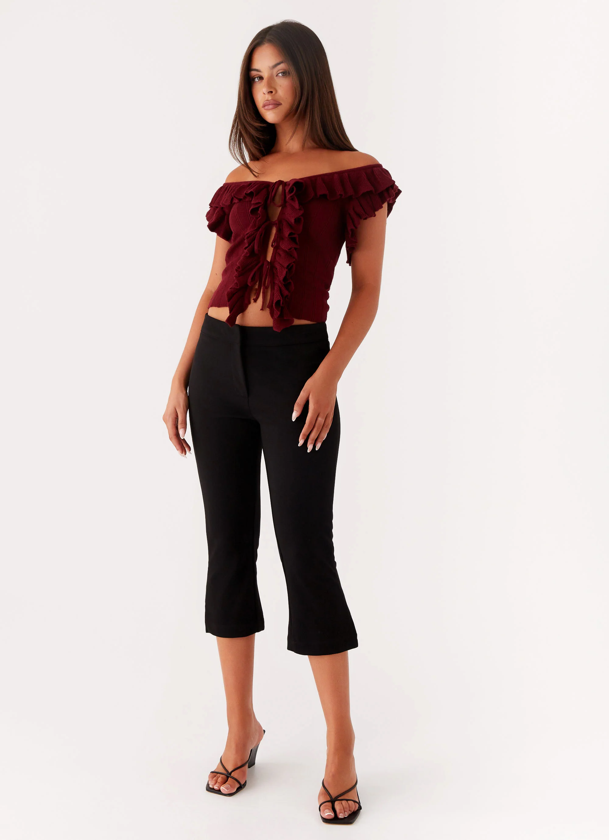 Keeta Frill Top - Burgundy - Image 6