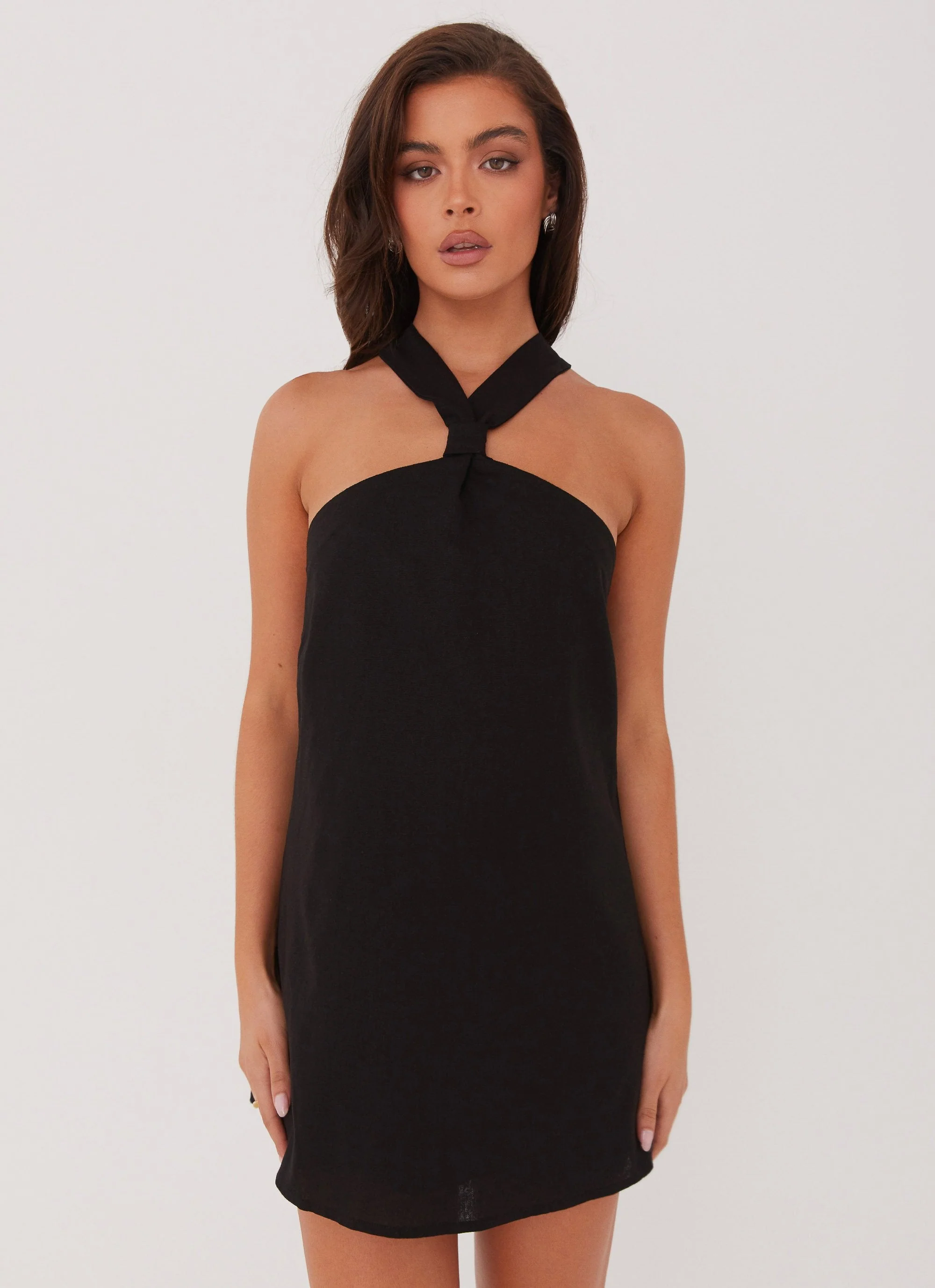 Keira Linen Micro Mini Dress - Black - Image 4