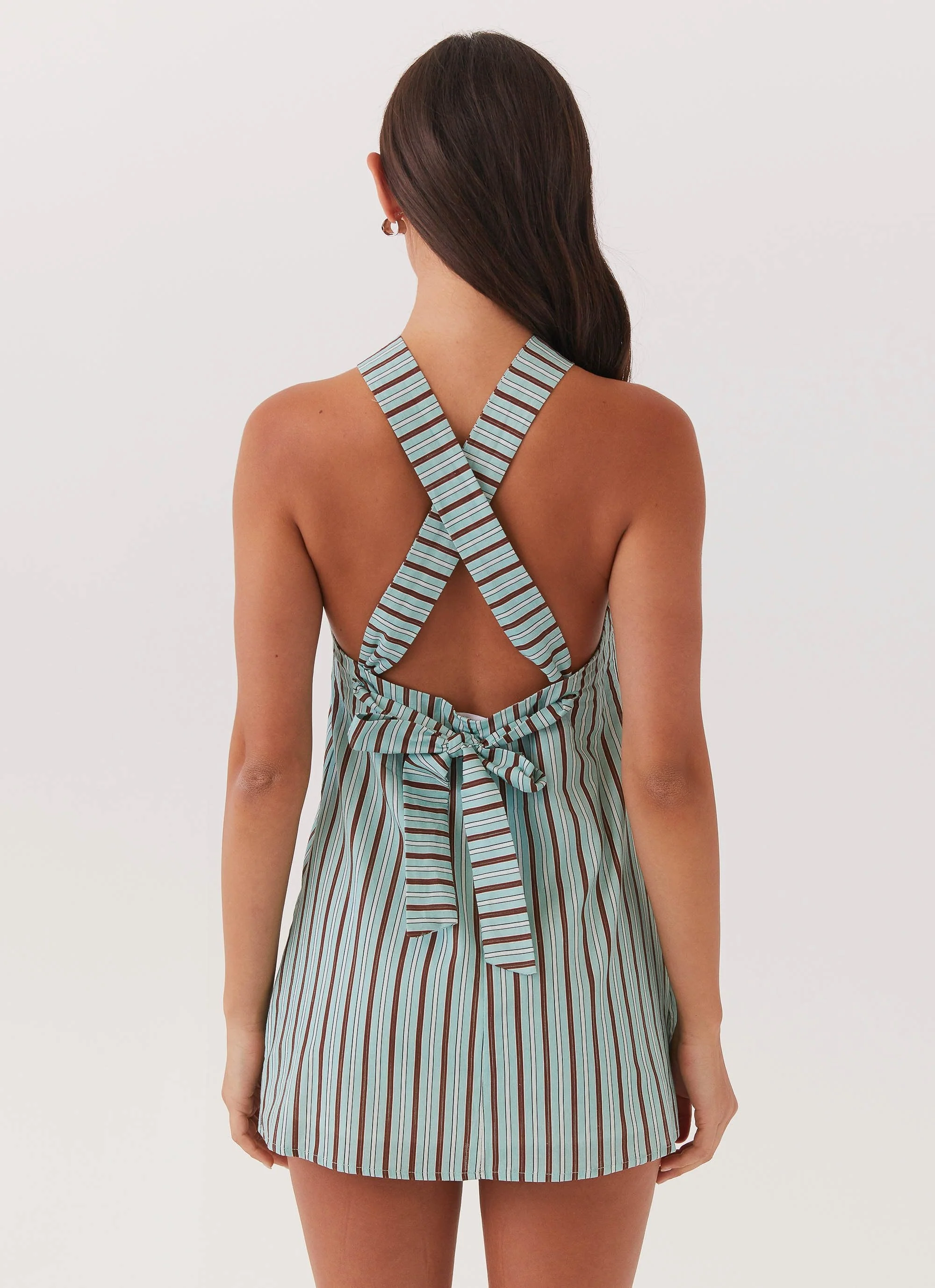 Keira Linen Micro Mini Dress - Coastal Stripe - Image 3