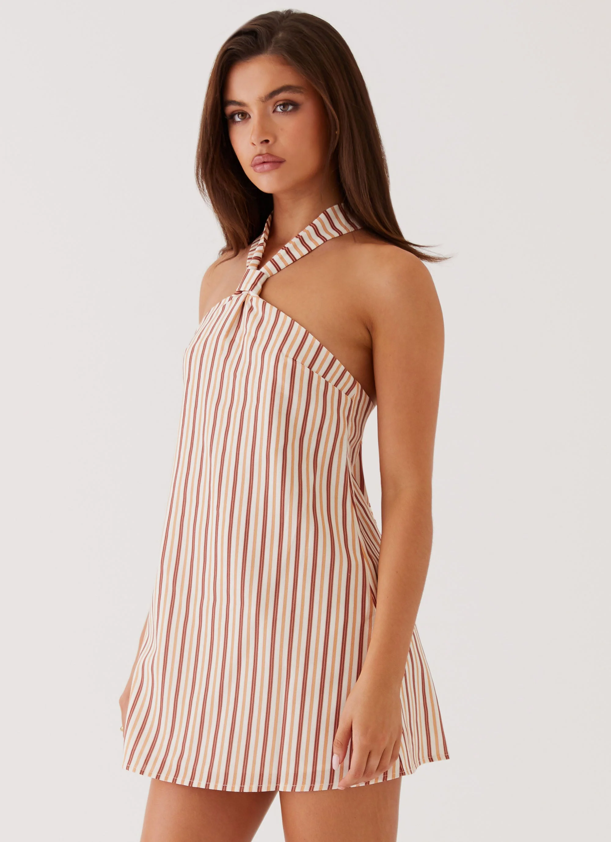 Keira Linen Micro Mini Dress - Passionfruit Stripe - Image 2