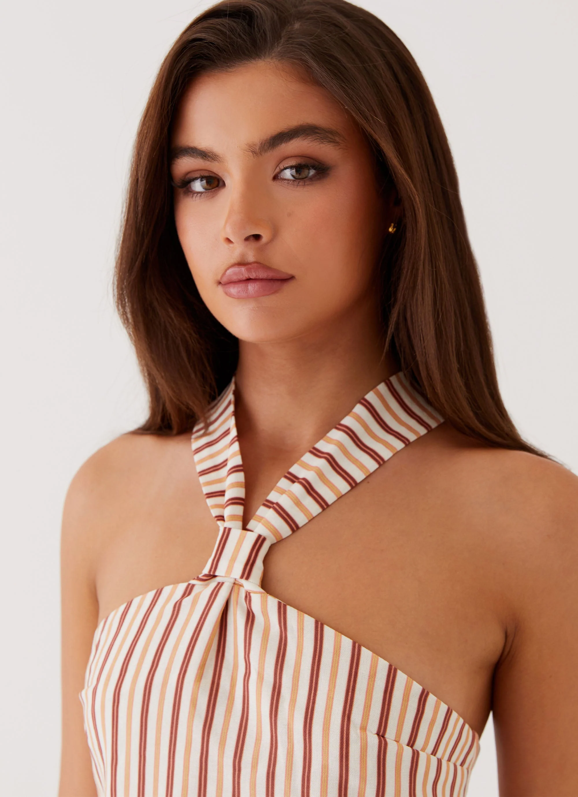 Keira Linen Micro Mini Dress - Passionfruit Stripe - Image 5