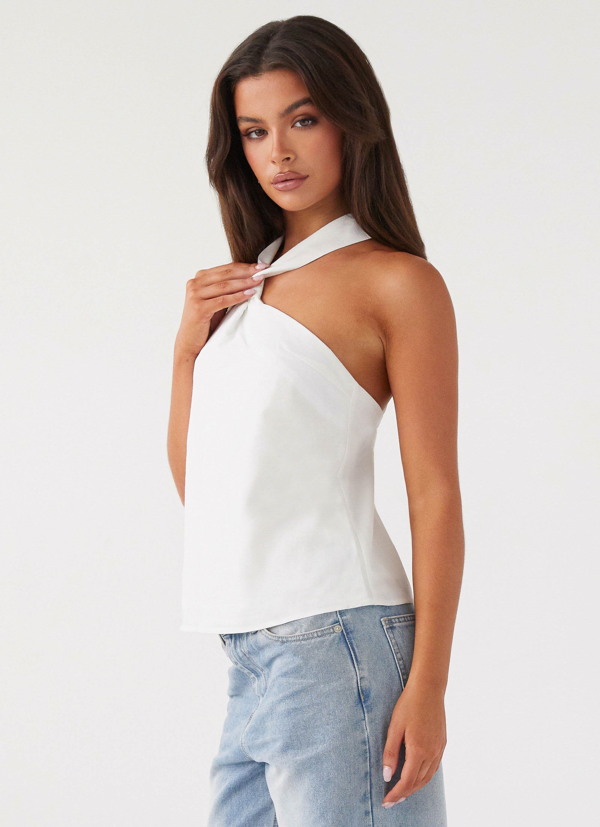 Keira Linen Top - White - Image 3