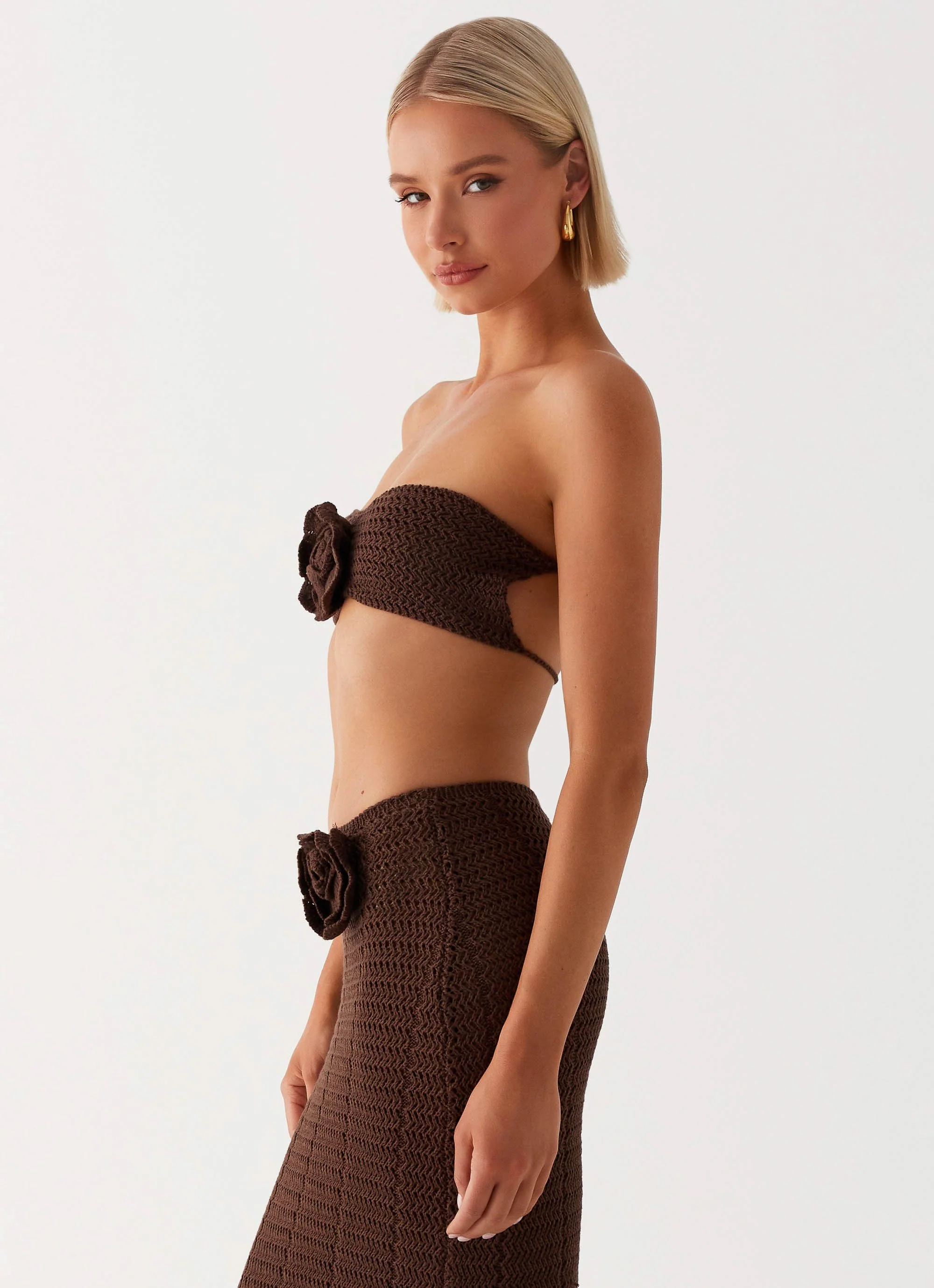 Kelcie Rose Crochet Bandeau Top - Chocolate - Image 3