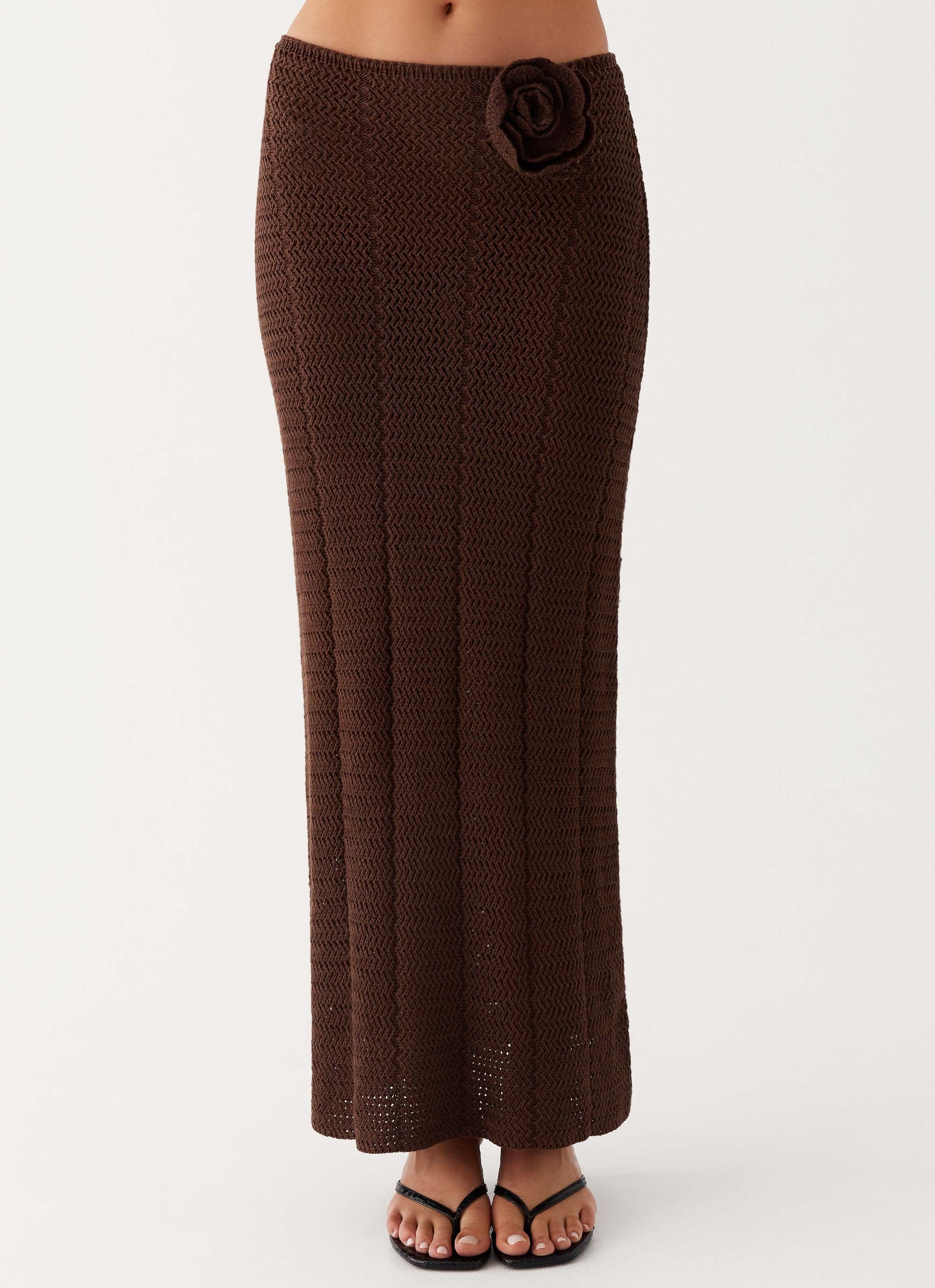 Kelcie Rose Crochet Maxi Skirt - Chocolate - Image 4