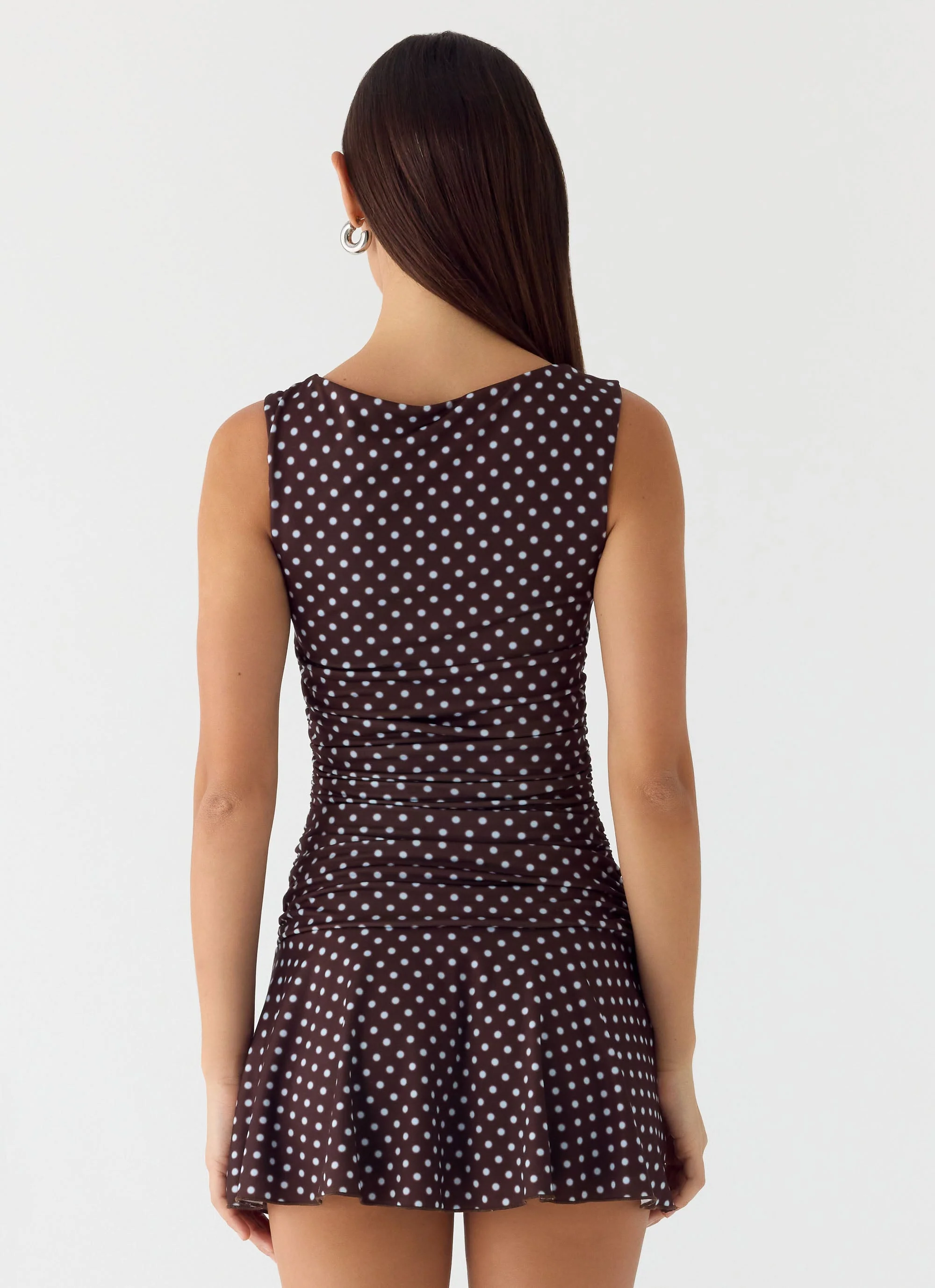 Kelda Mini Dress - Chocolate Blue Dot - Image 3