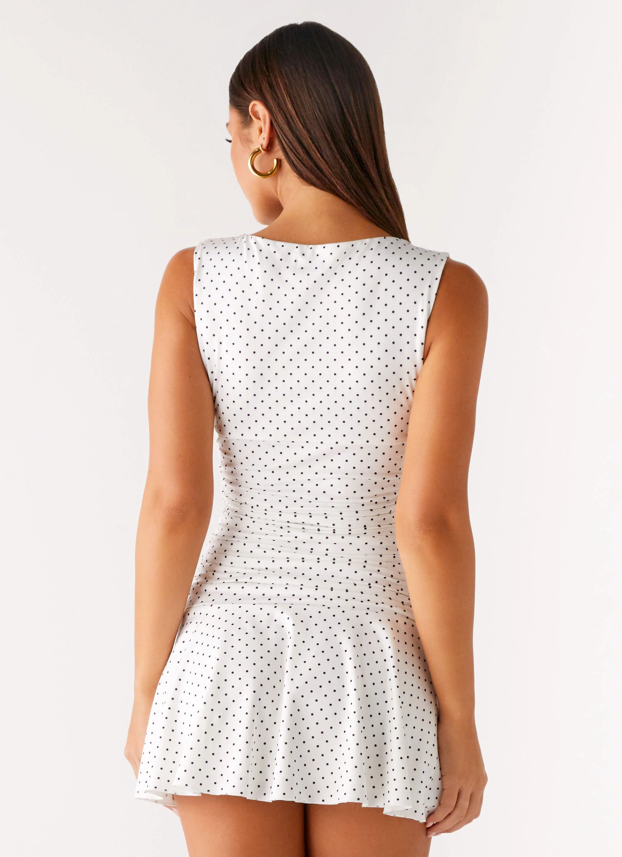 Kelda Mini Dress - White Polka Dot - Image 3