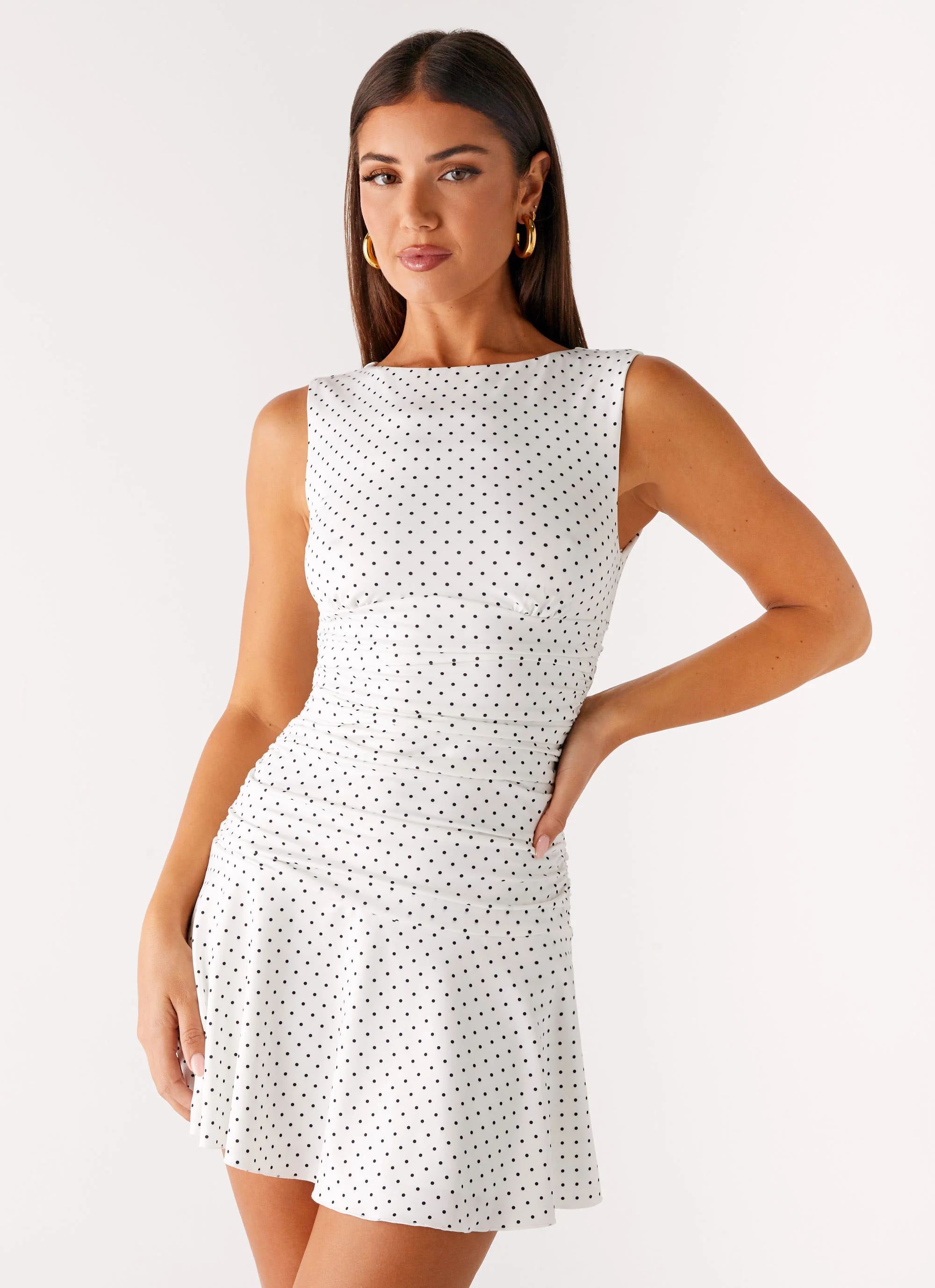 Kelda Mini Dress - White Polka Dot - Image 5