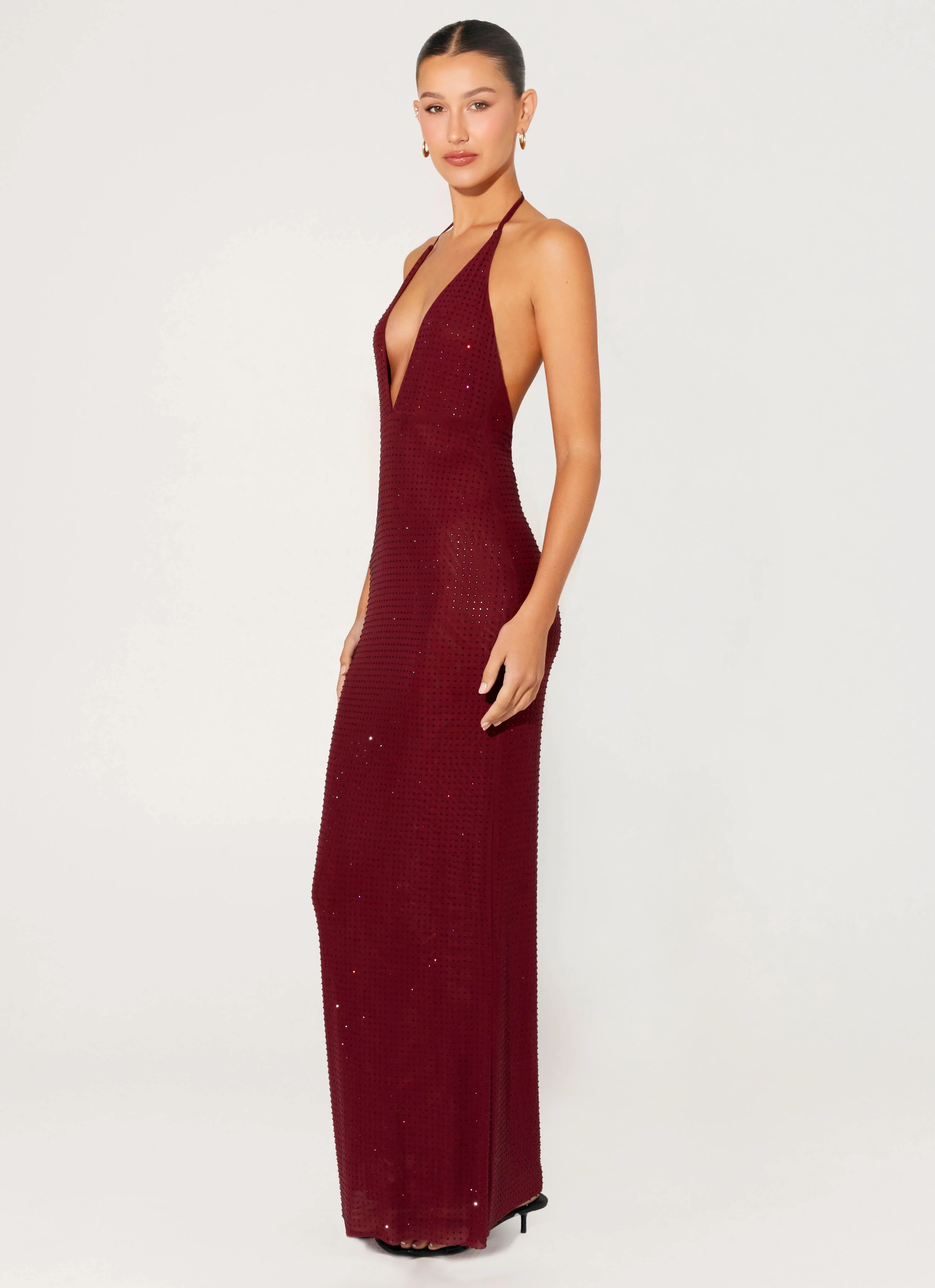 Keliese Beaded Maxi Dress - Burgundy - Image 2