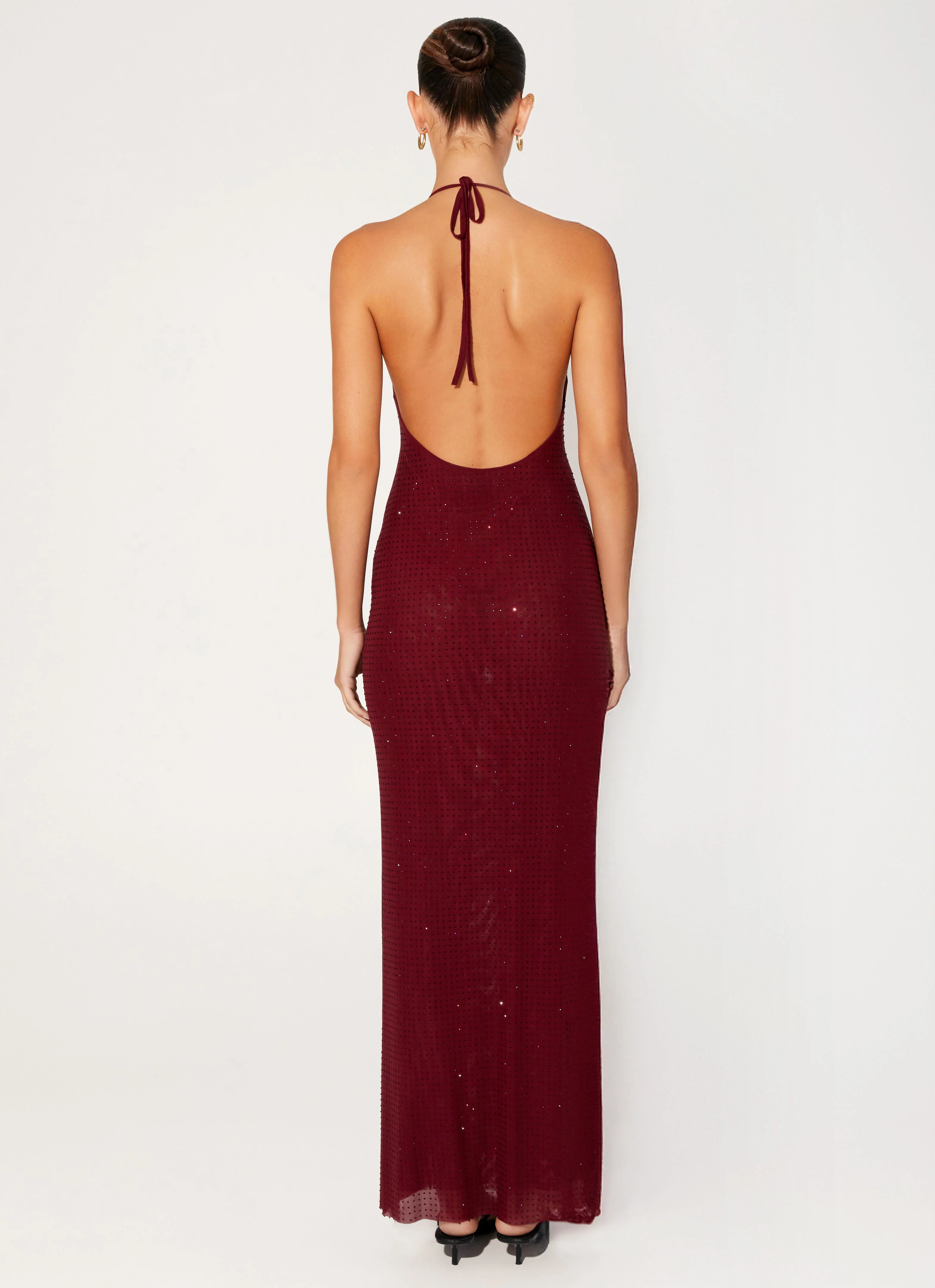 Keliese Beaded Maxi Dress - Burgundy - Image 3