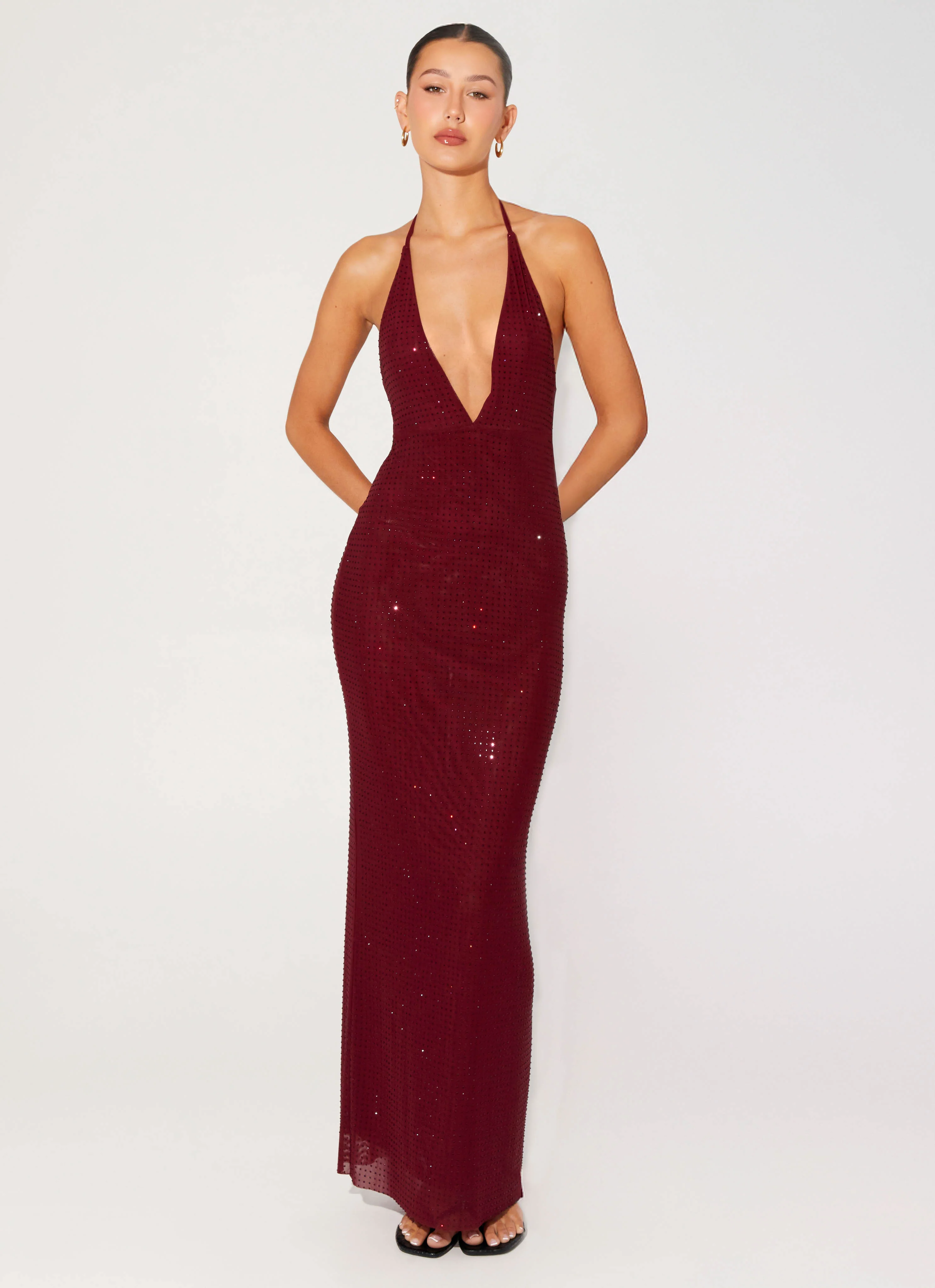 Keliese Beaded Maxi Dress - Burgundy - Image 5