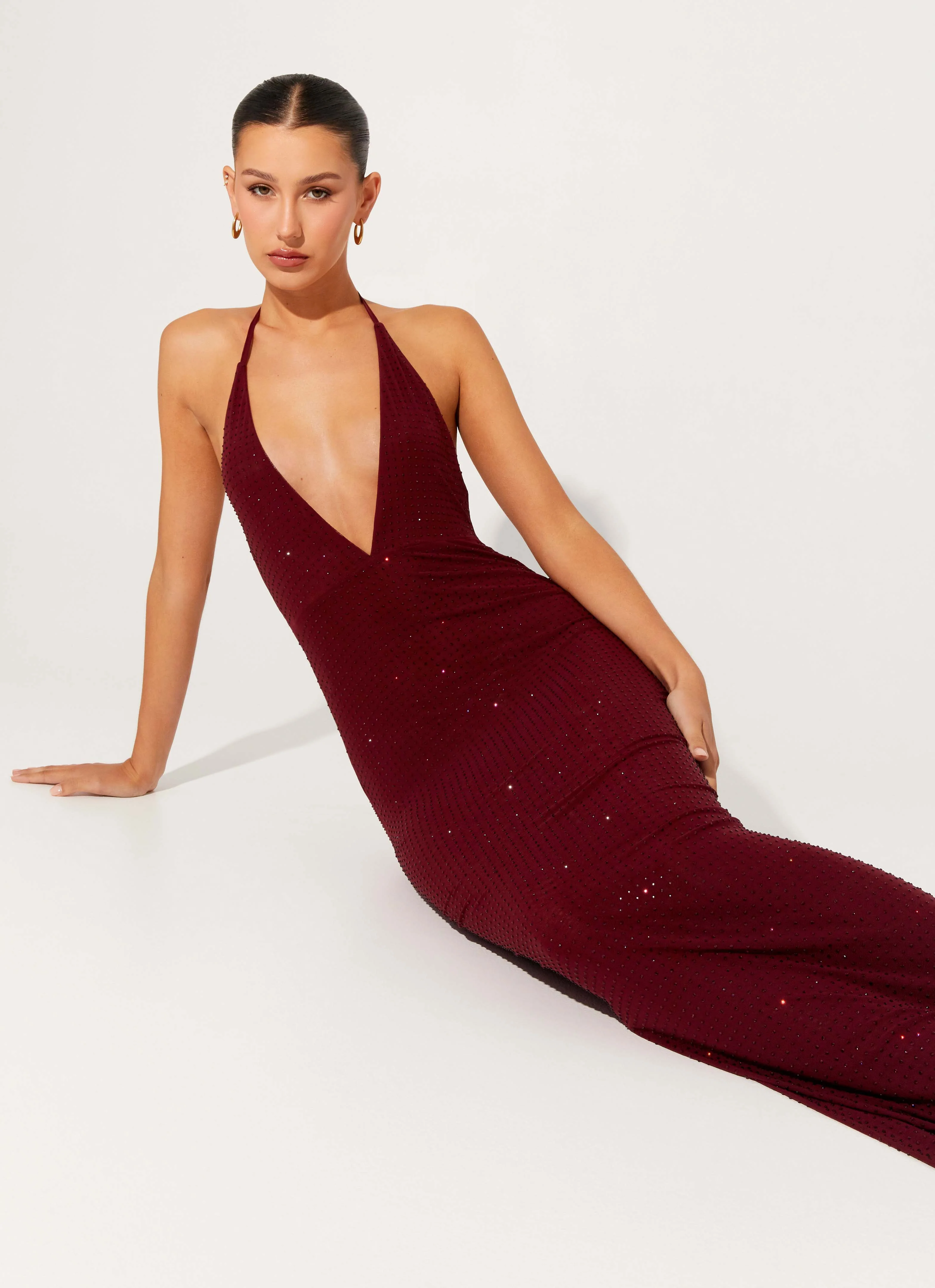 Keliese Beaded Maxi Dress - Burgundy - Image 7