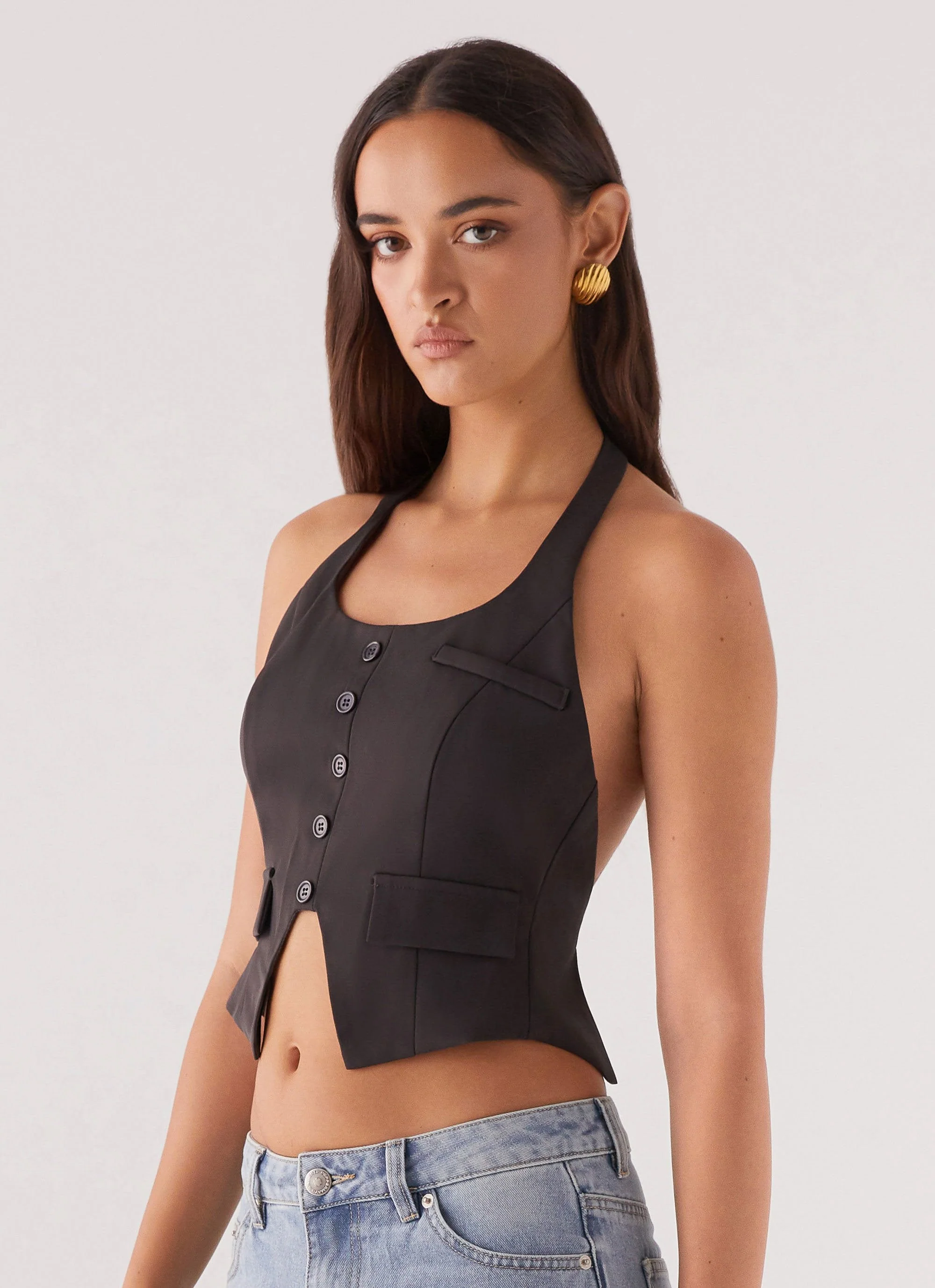 Kendra Backless Vest - Black - Image 4