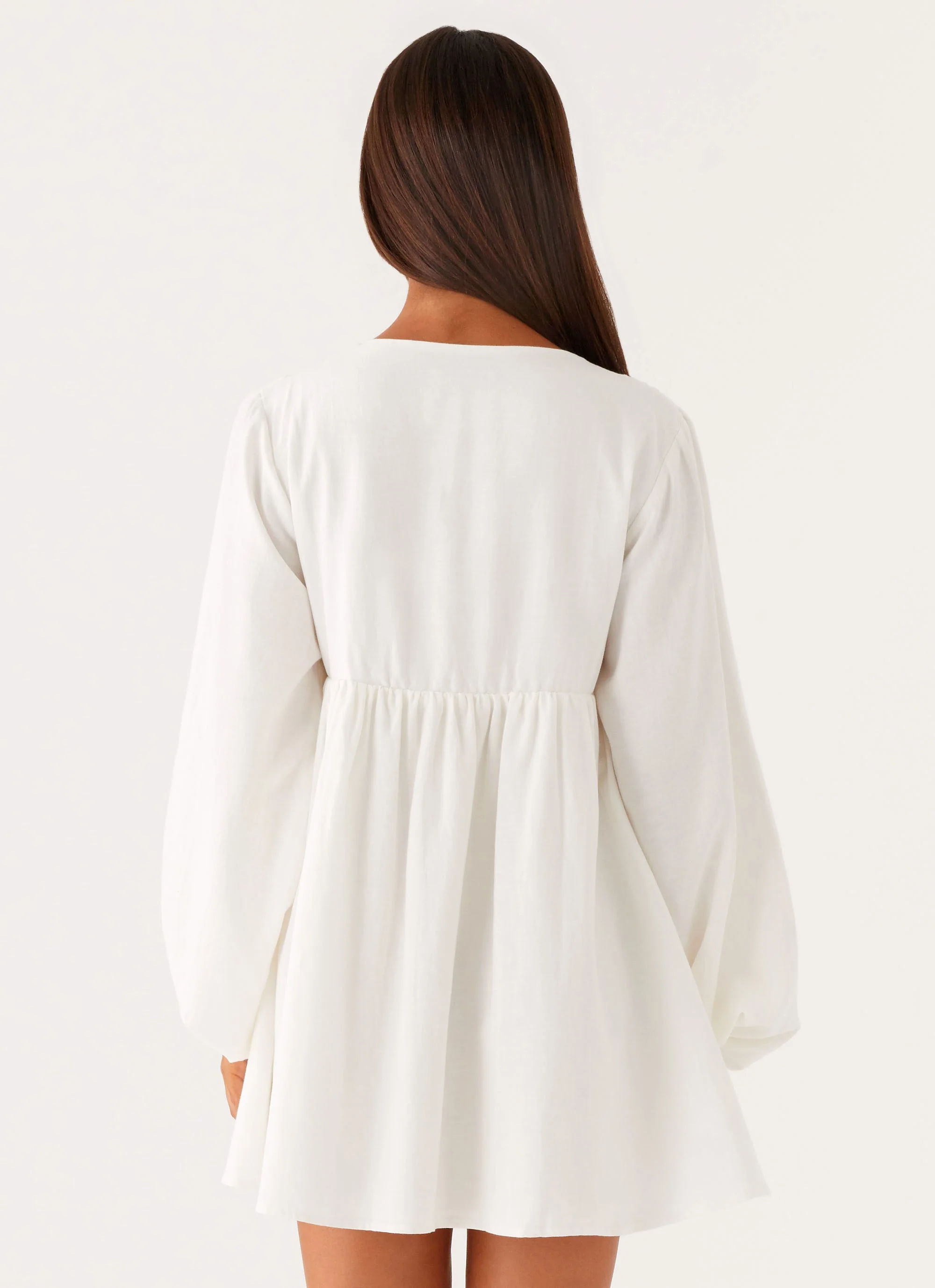 Kennie Linen Mini Dress - White - Image 4