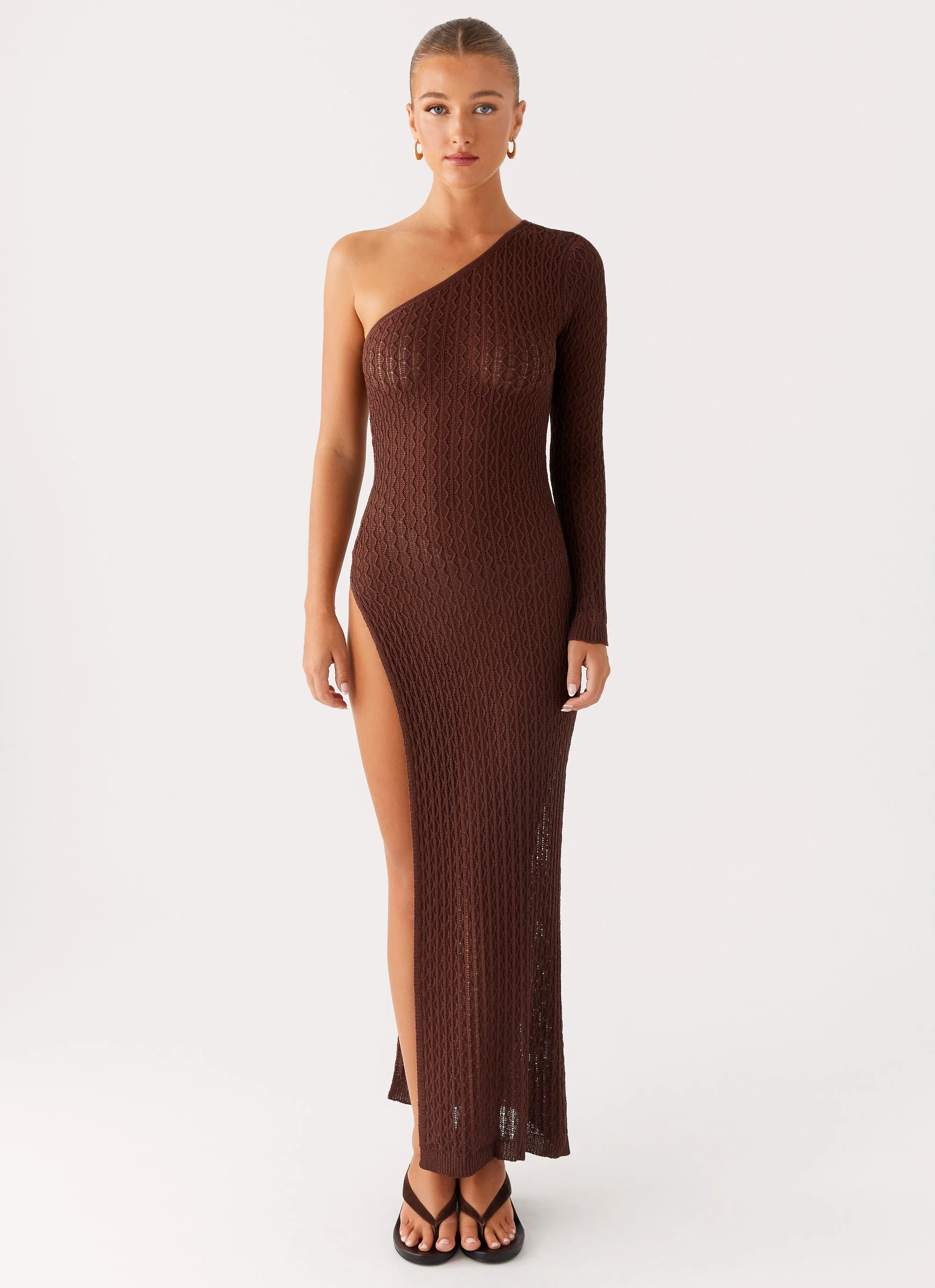 Kerri Knit Maxi Dress - Dark Chocolate - Image 2