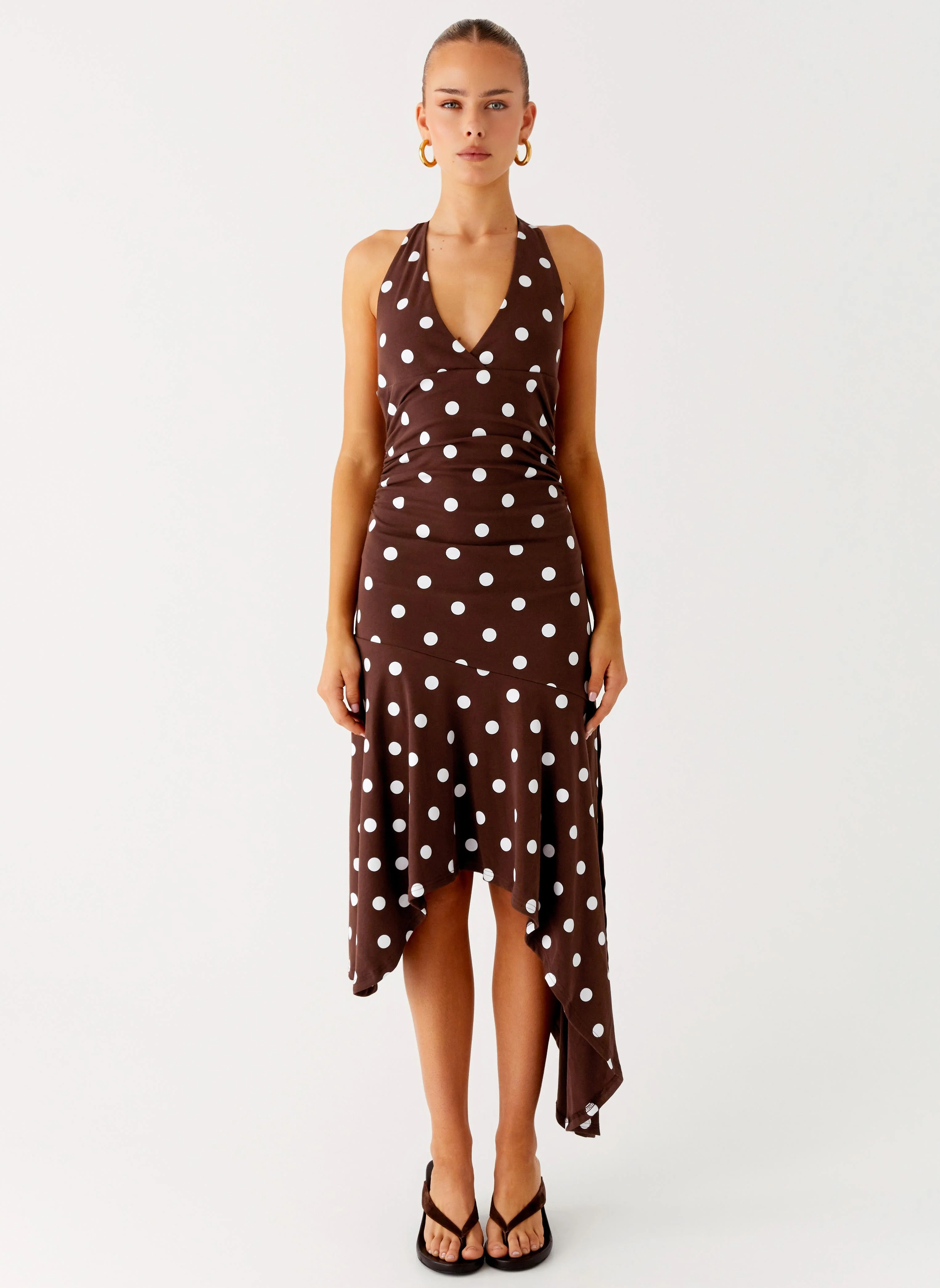 Keylani Halter Midi Dress - Chocolate - Image 2